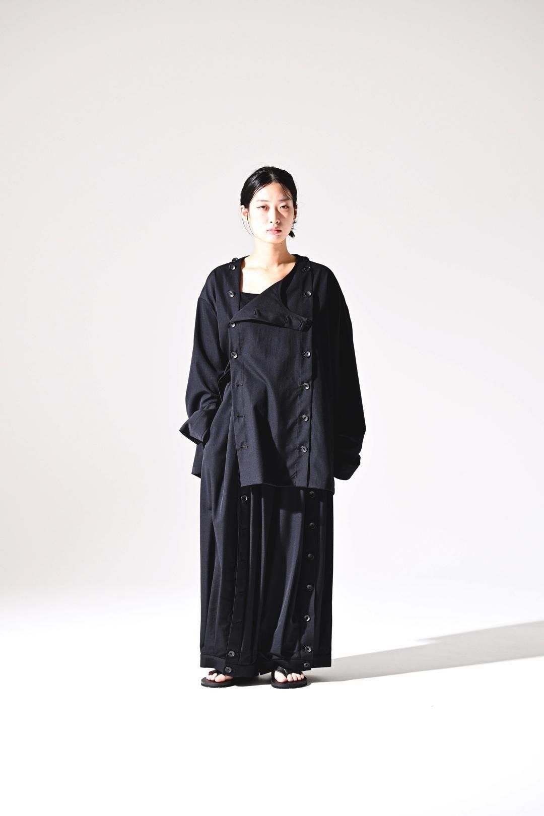 Wool Gabardine Mirrored Button Shirt Jacket