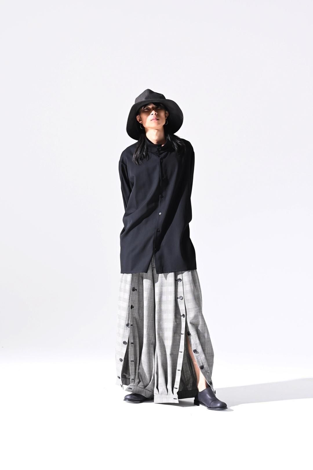 Wool Gabardine Stand Collar Shirt