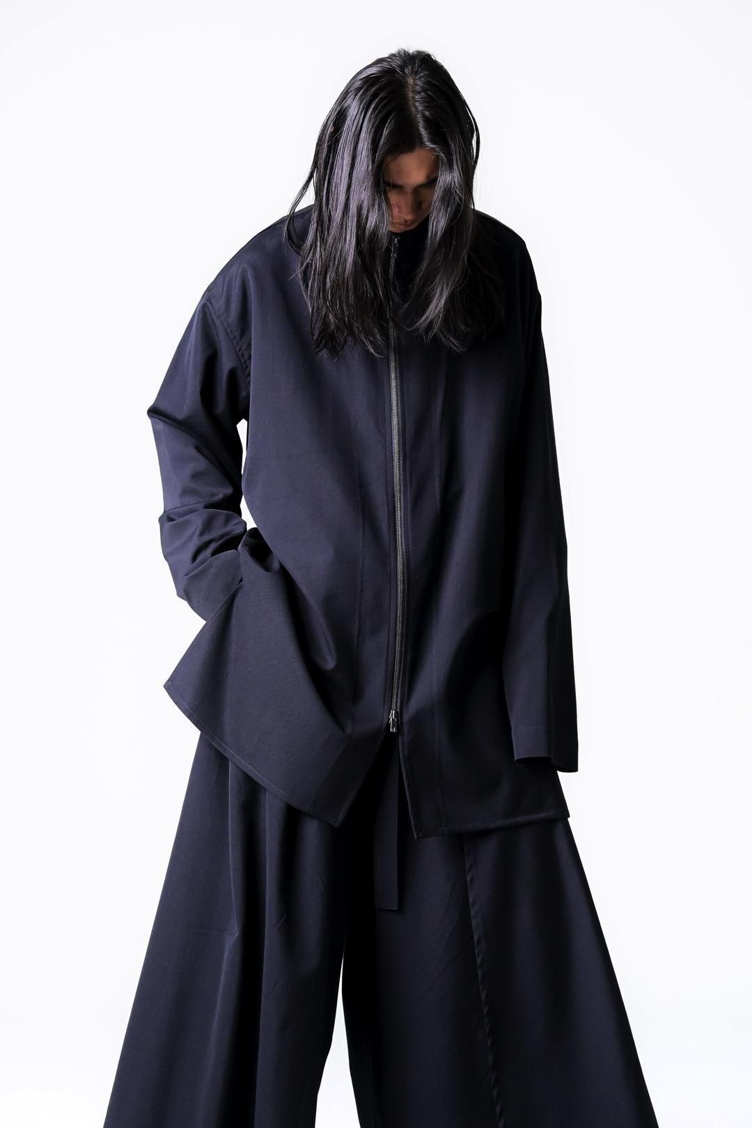 Wool Gabardine Zip Stand Shirt Jacket