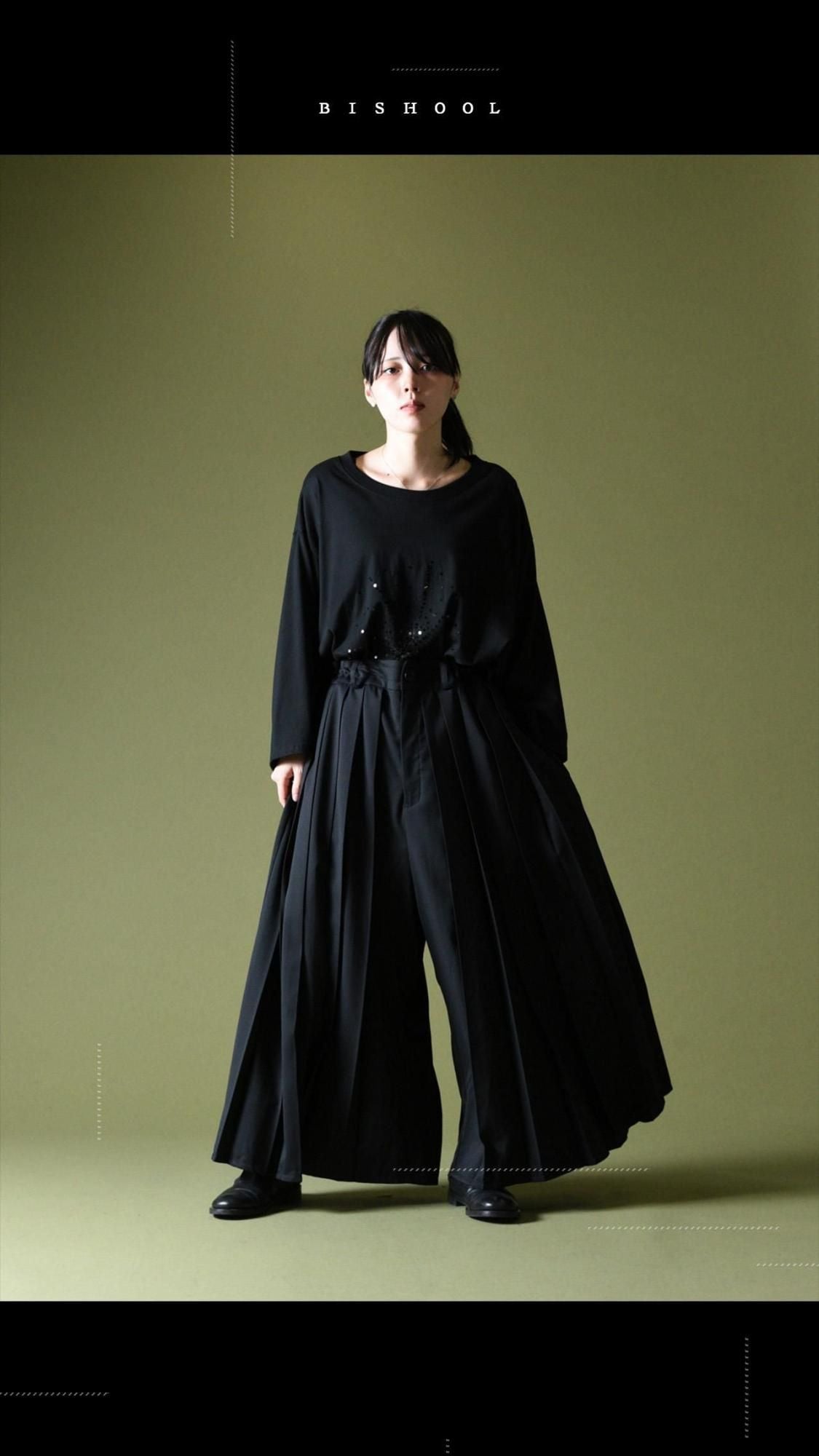 Wool Gabardine Wide Pleats 袴 Pants