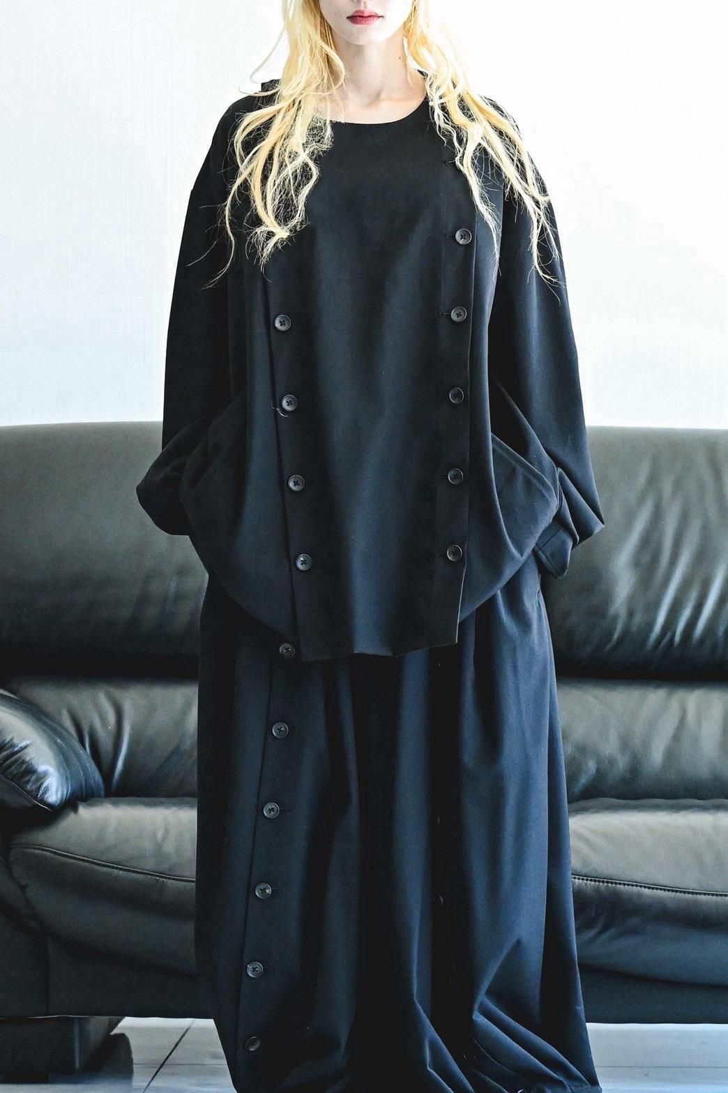 Wool Gabardine Mirrored Button Shirt Jacket