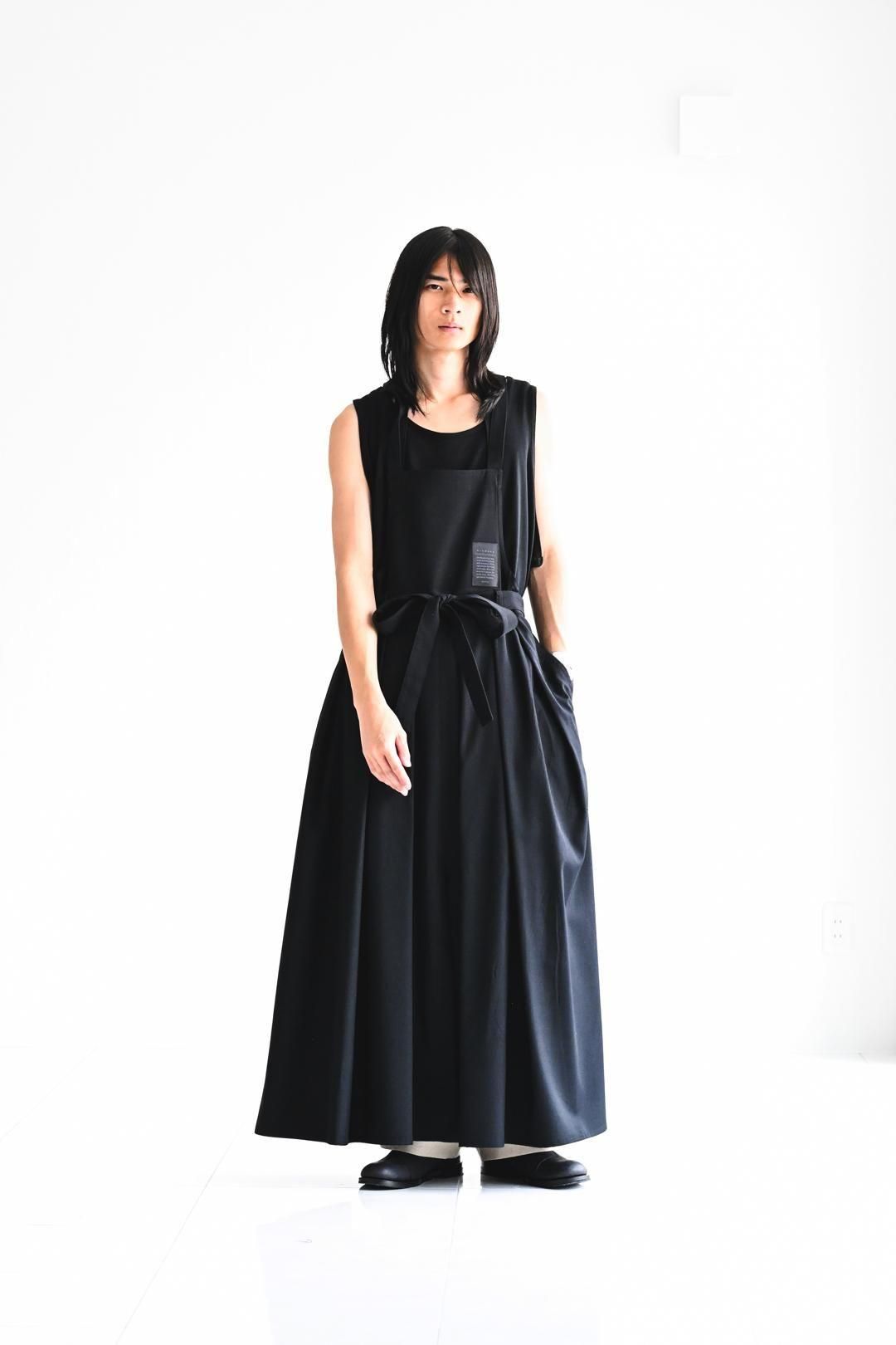 Wool Gabardine Wrap KIMONO Cloth black
