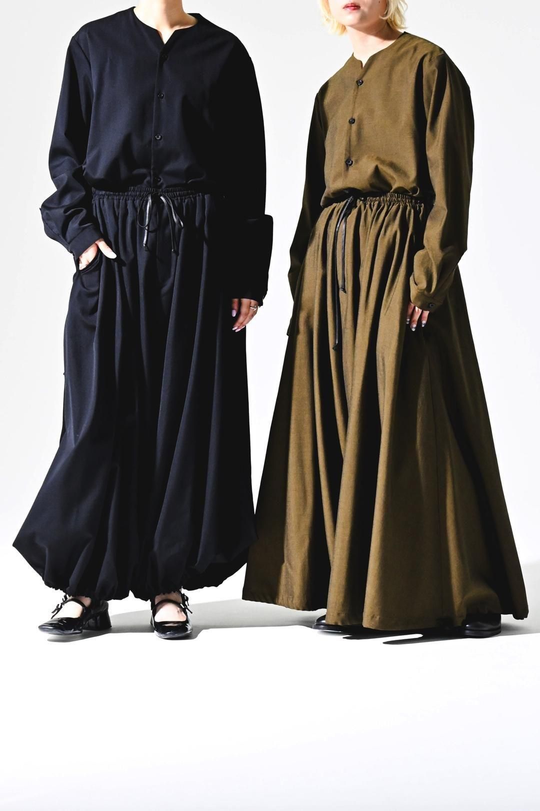 Wool Gabardine 袴 Balloon Pants black