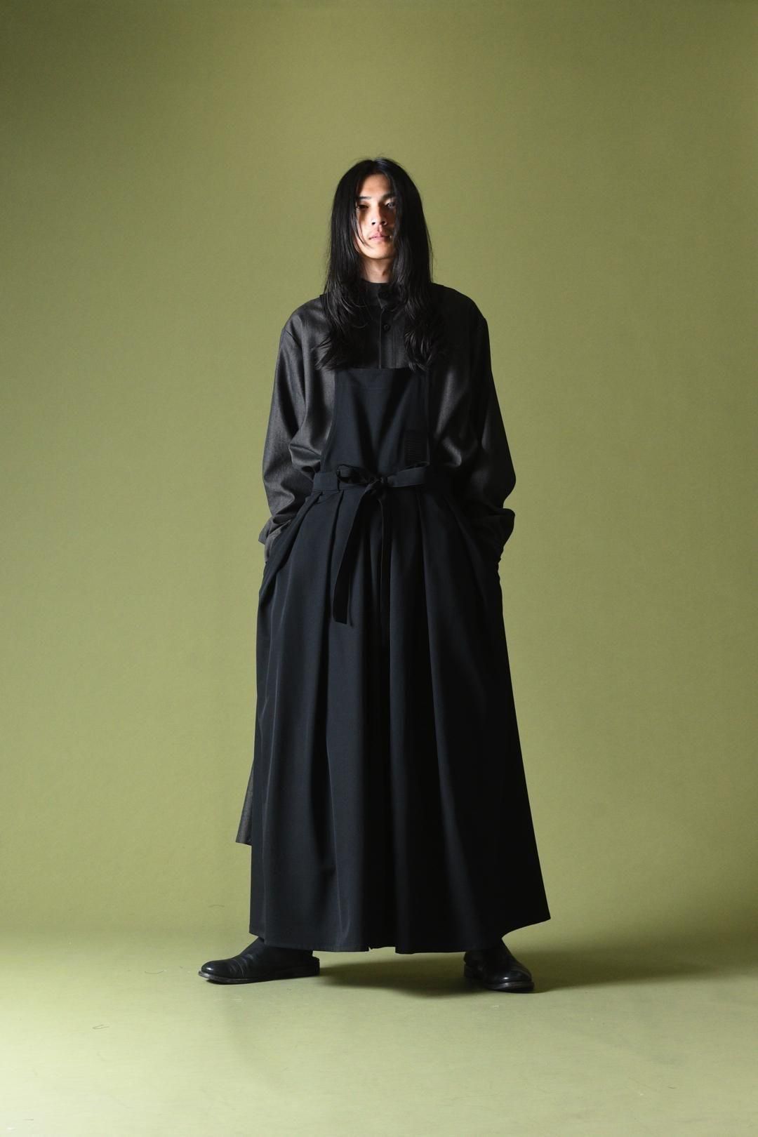 Wool Gabardine Wrap KIMONO Cloth black