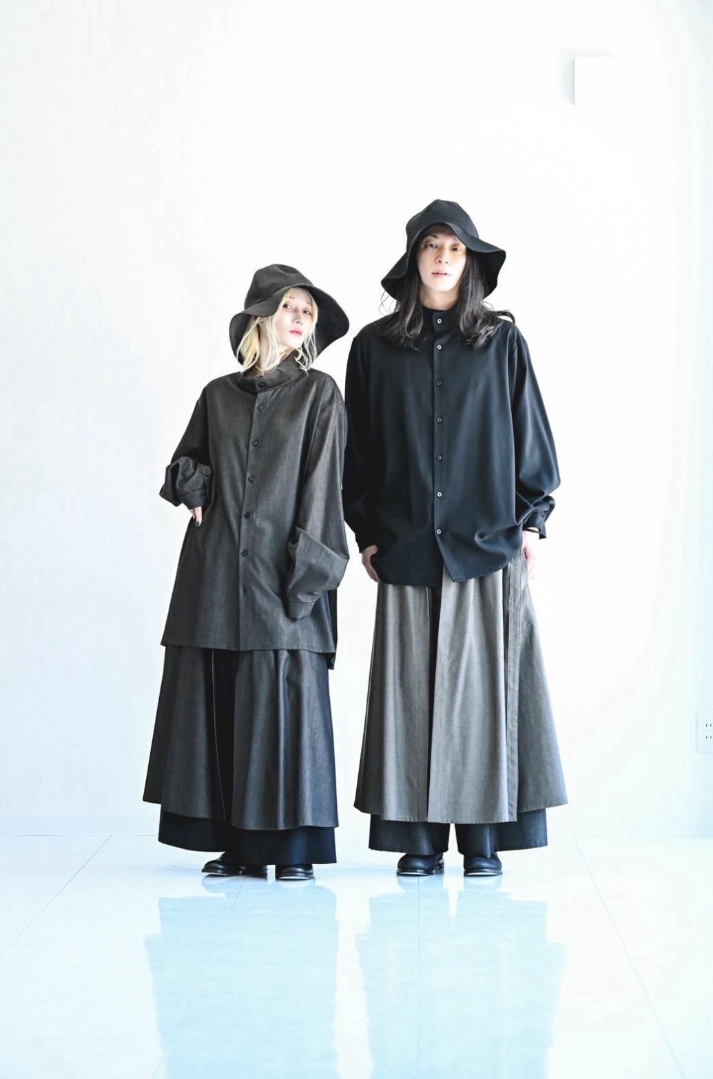 Wool Gabardine Stand Collar Shirt