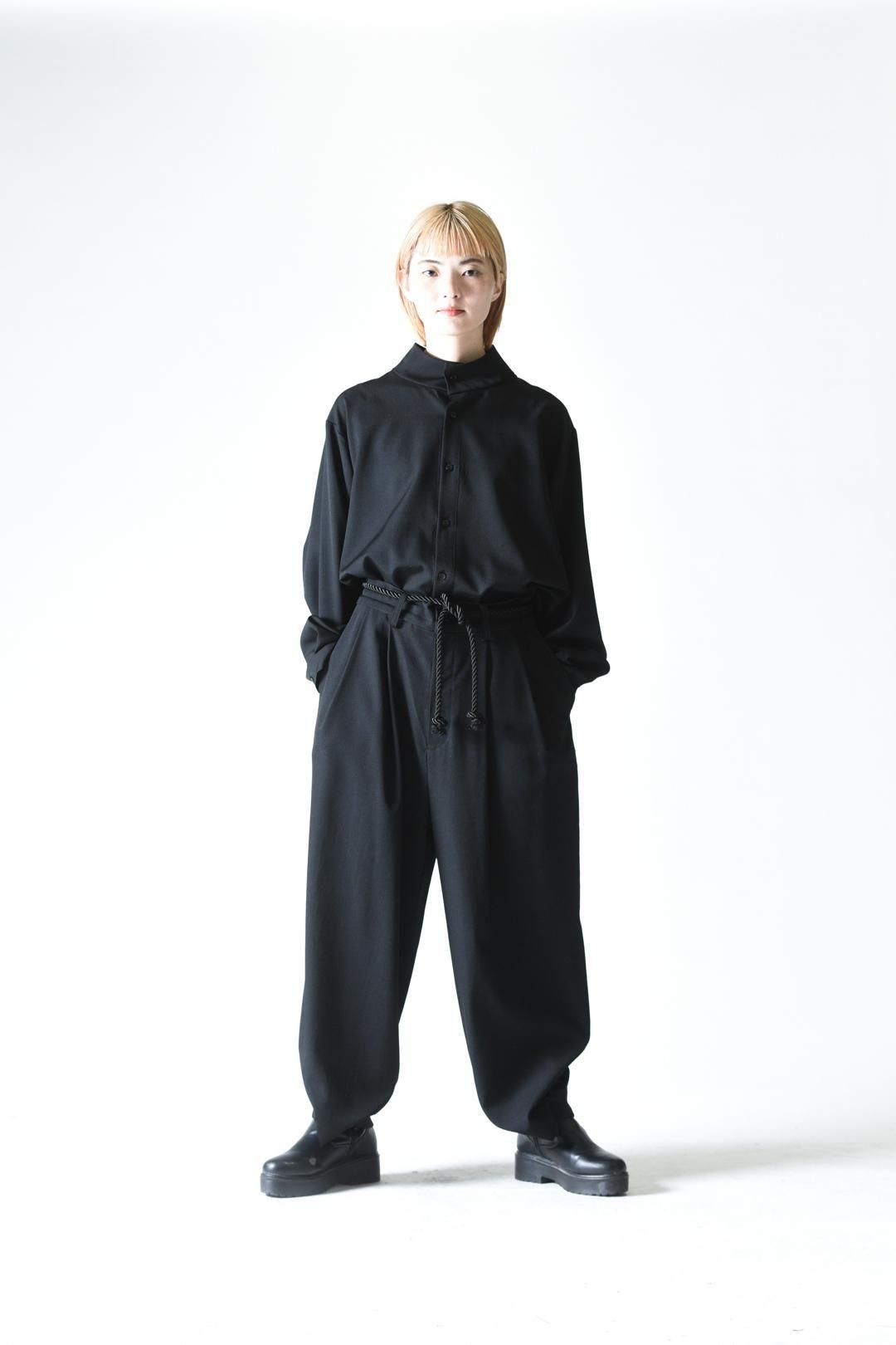 Wool Gabardine 帯締 Wide Slacks