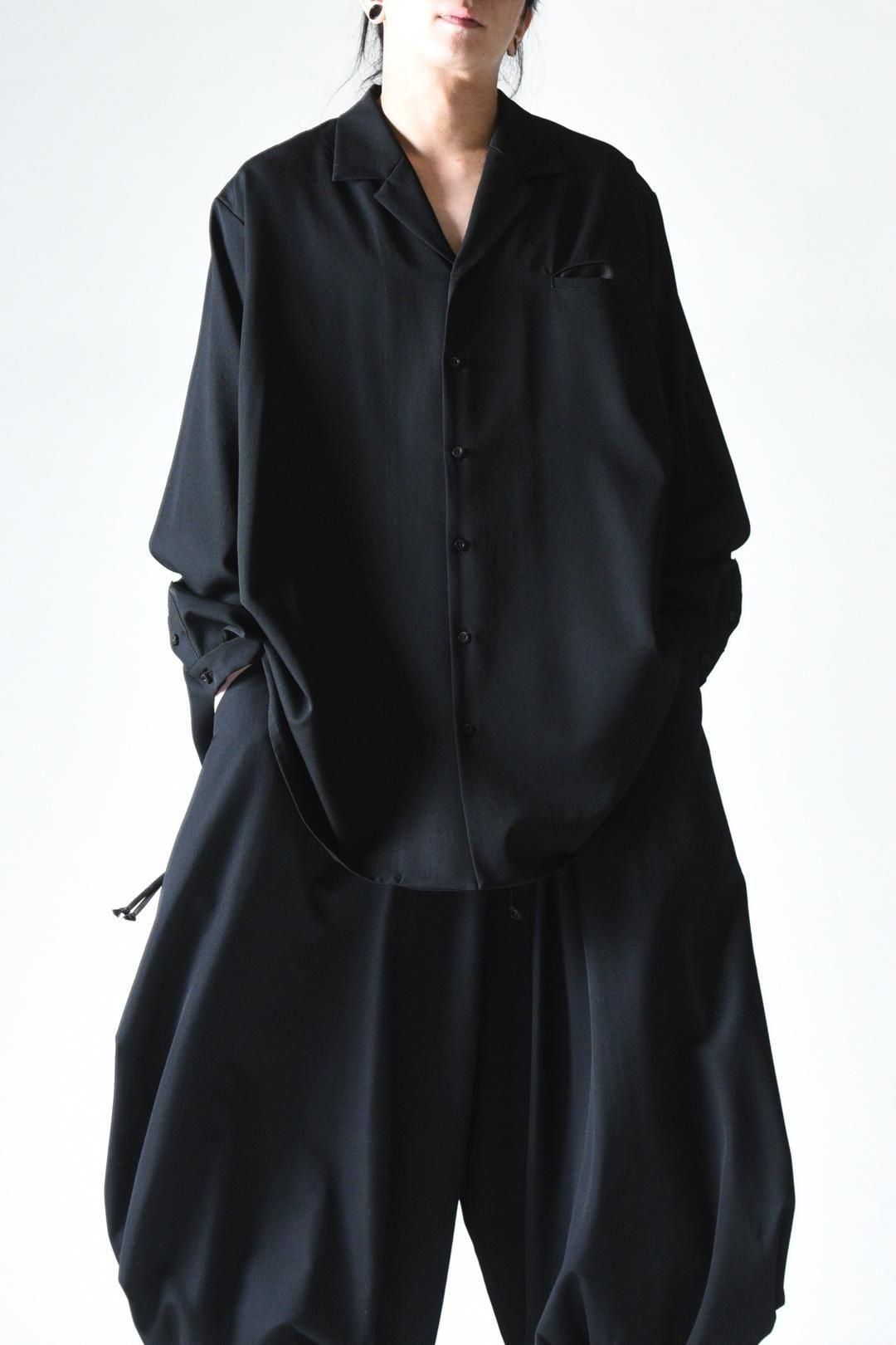 Wool Gabardine Drape Oversized 開襟 Shirt