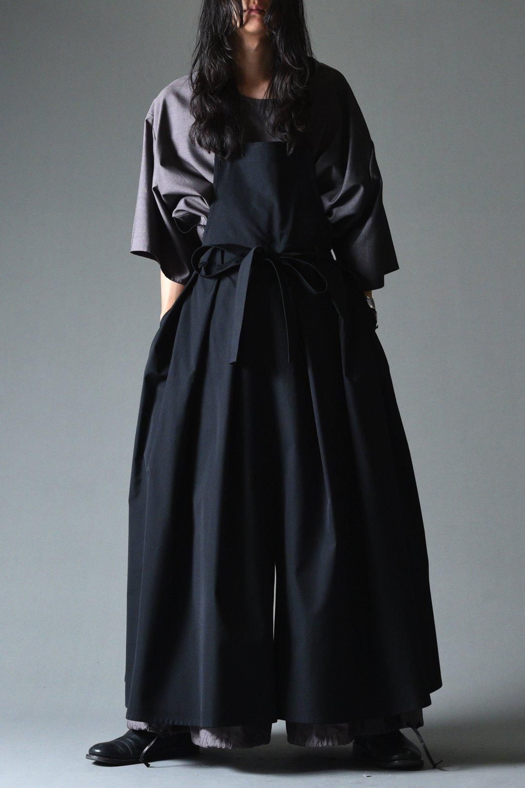 Wool Gabardine Wrap KIMONO Cloth black