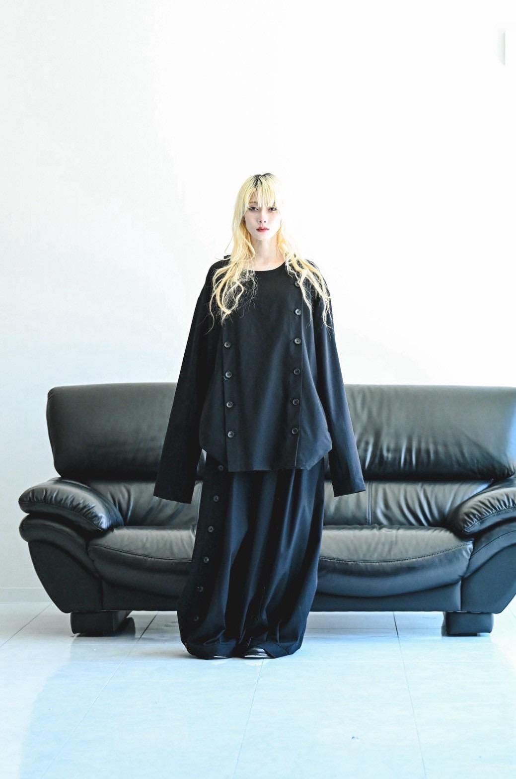 Wool Gabardine Mirrored Button Shirt Jacket