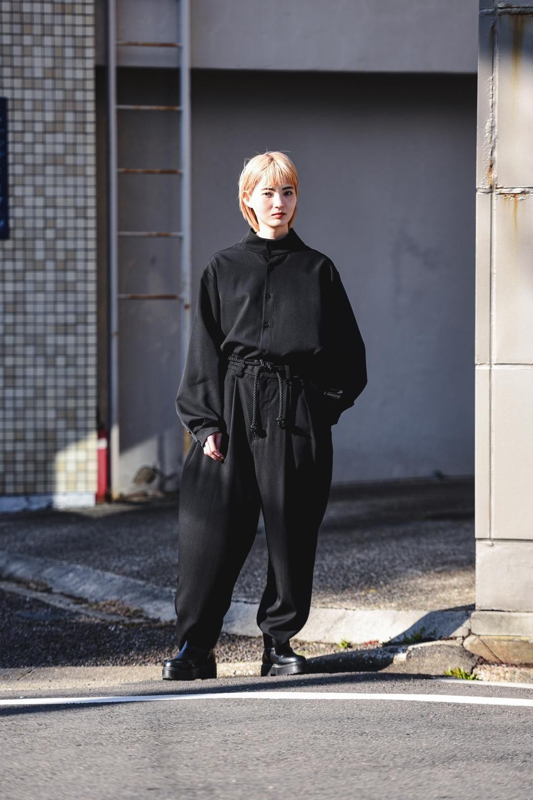 Wool Gabardine 帯締 Wide Slacks