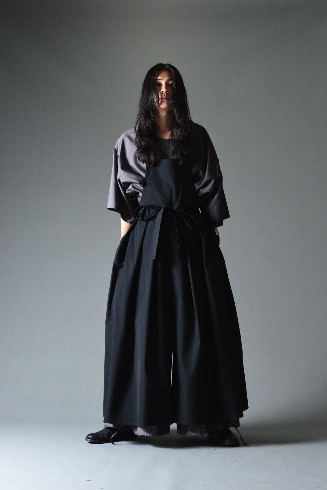 Wool Gabardine Wrap KIMONO Cloth black