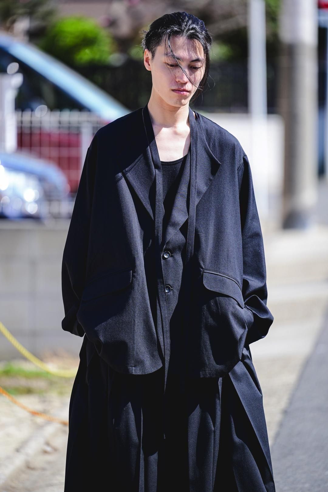 Wool Gabardine Fallen Collar Jacket