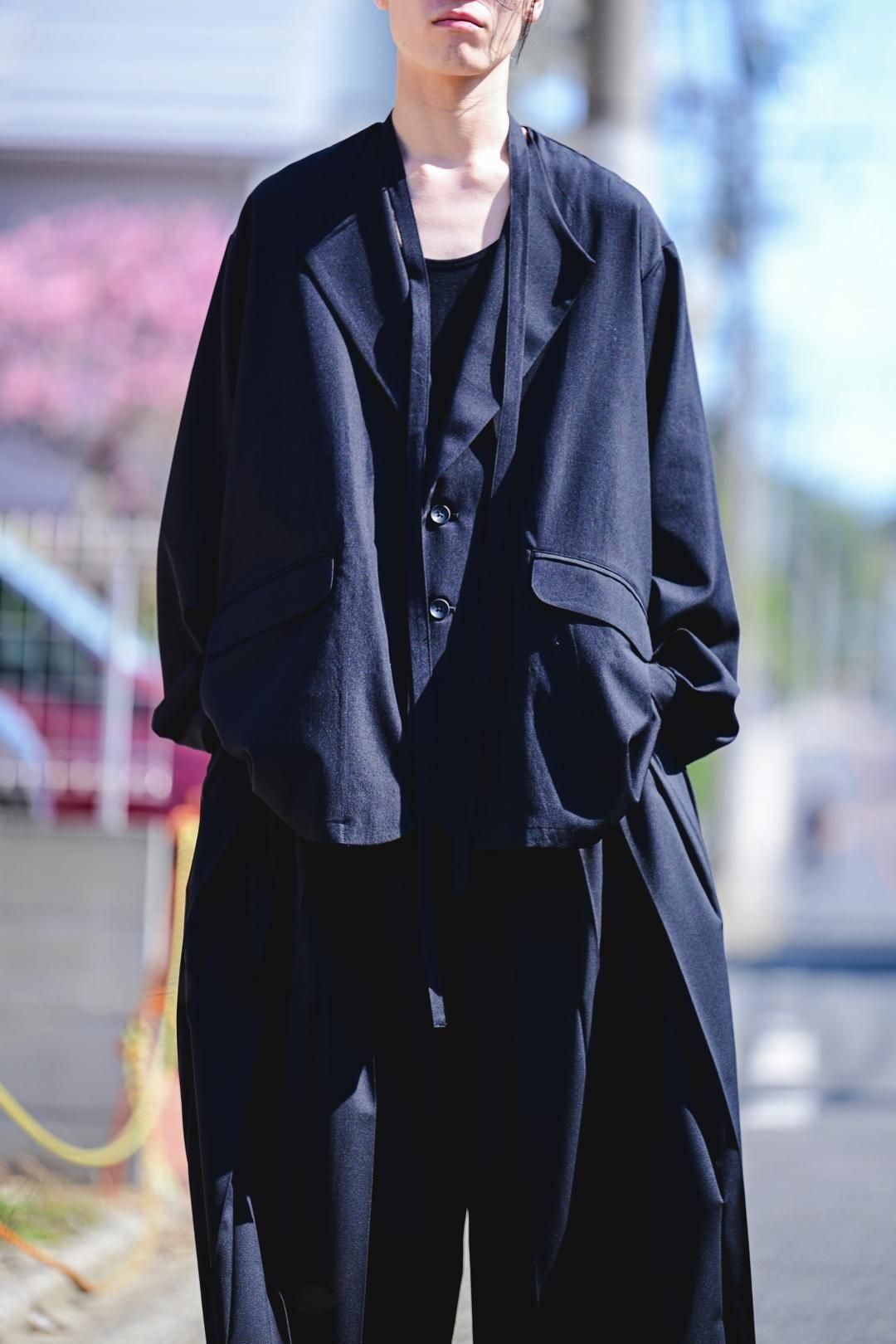 Wool Gabardine Fallen Collar Jacket