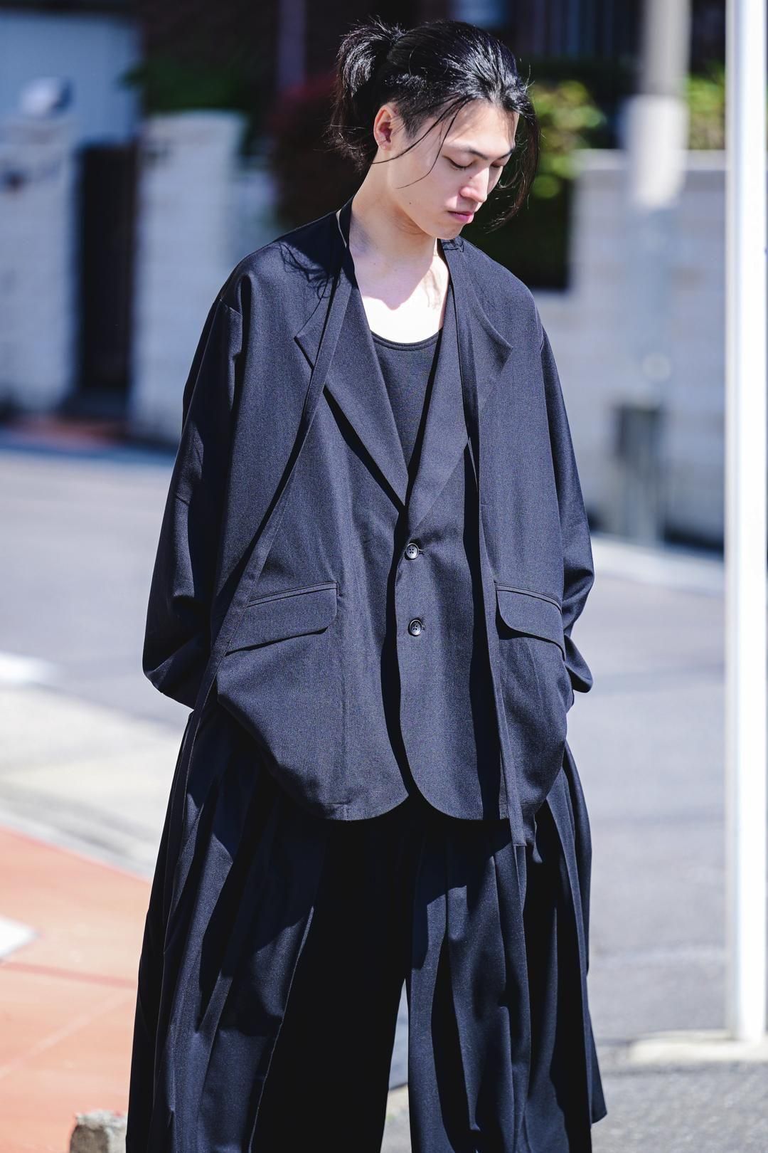 Wool Gabardine Fallen Collar Jacket