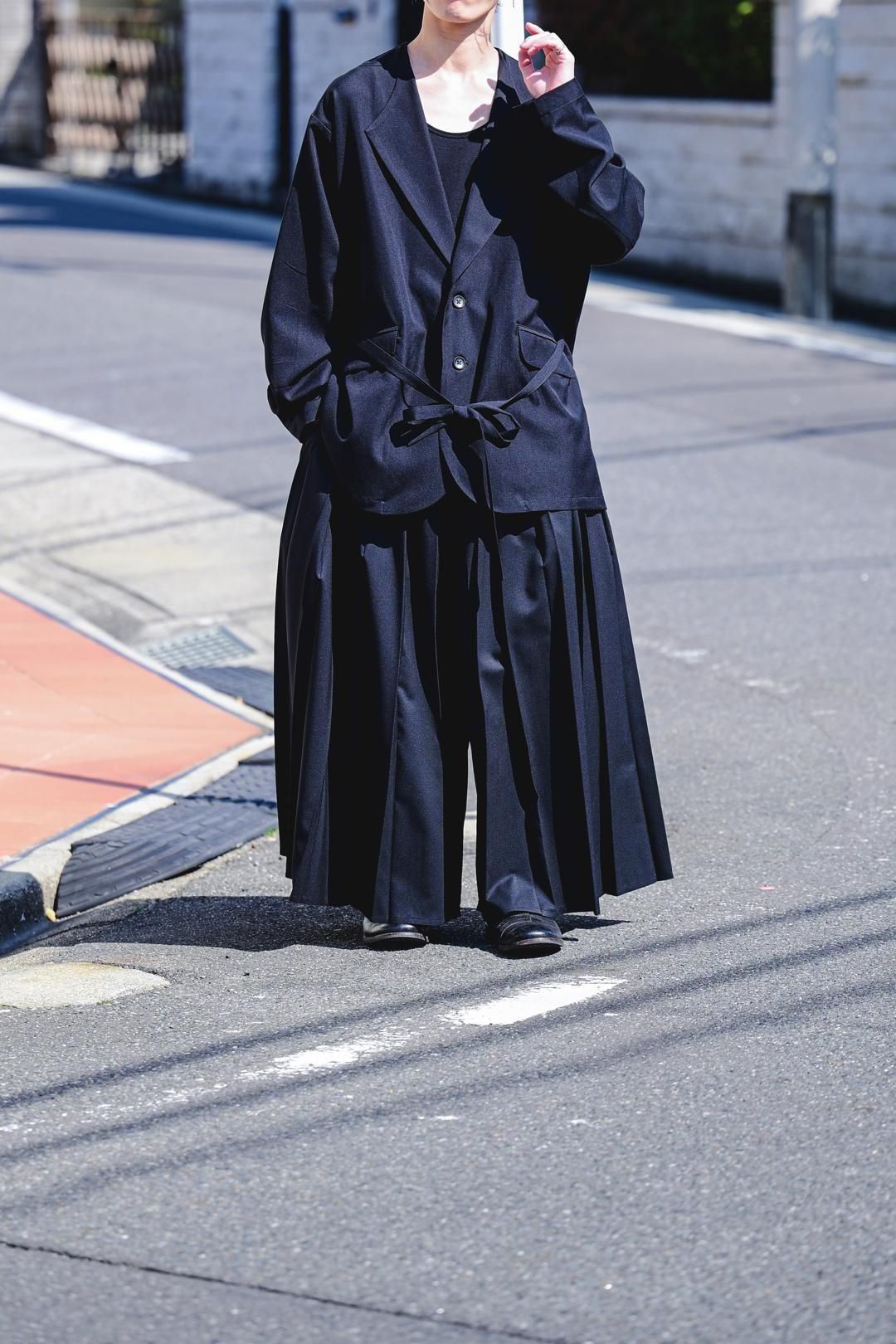 Wool Gabardine Fallen Collar Jacket