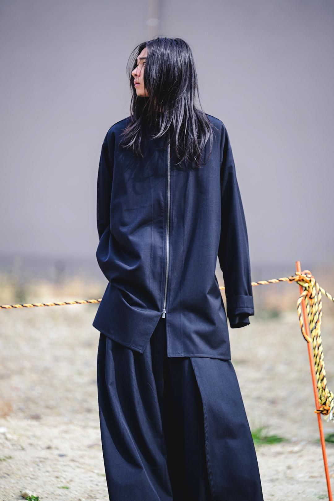 Wool Gabardine Zip Stand Shirt Jacket