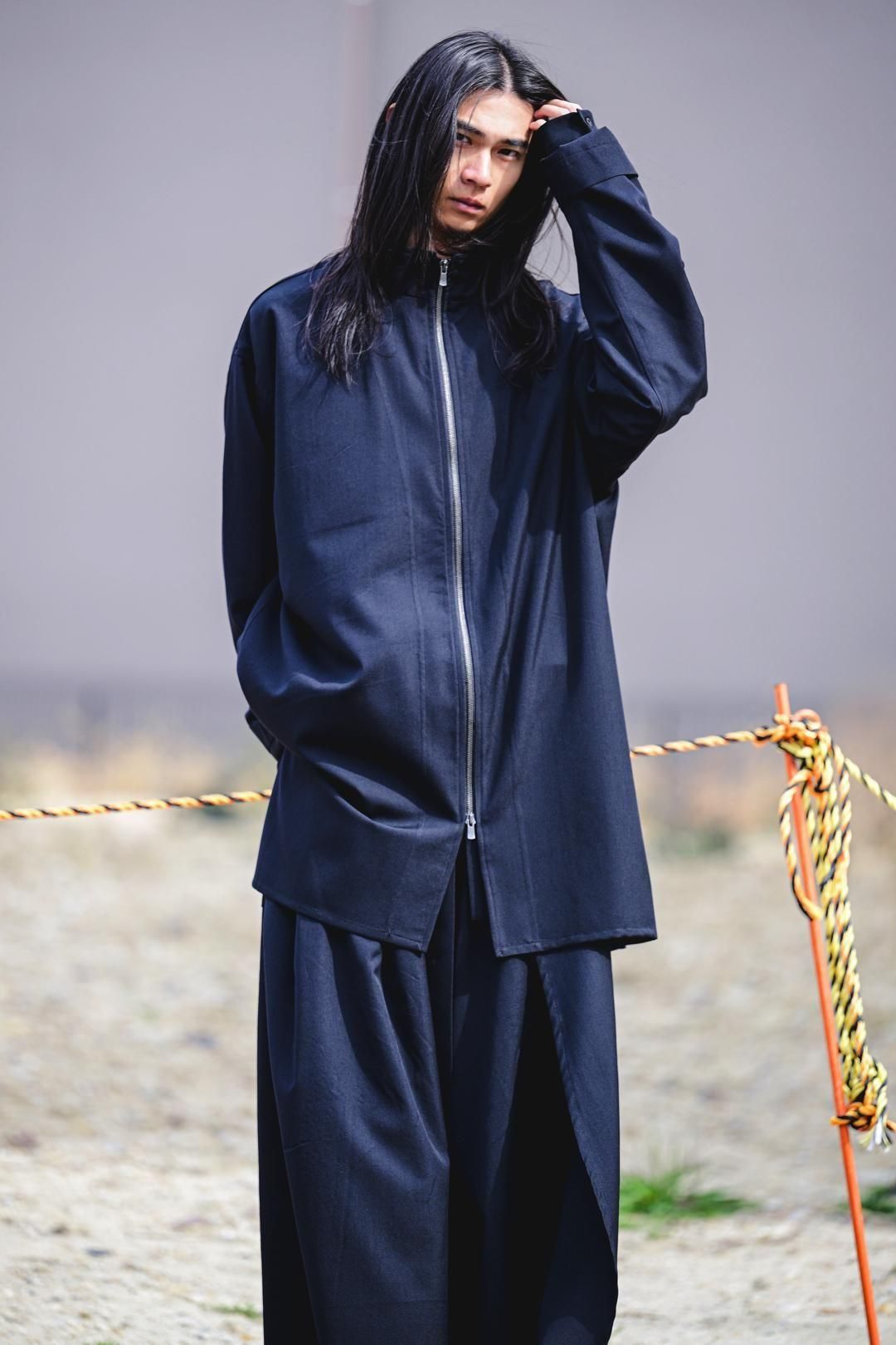 Wool Gabardine Zip Stand Shirt Jacket