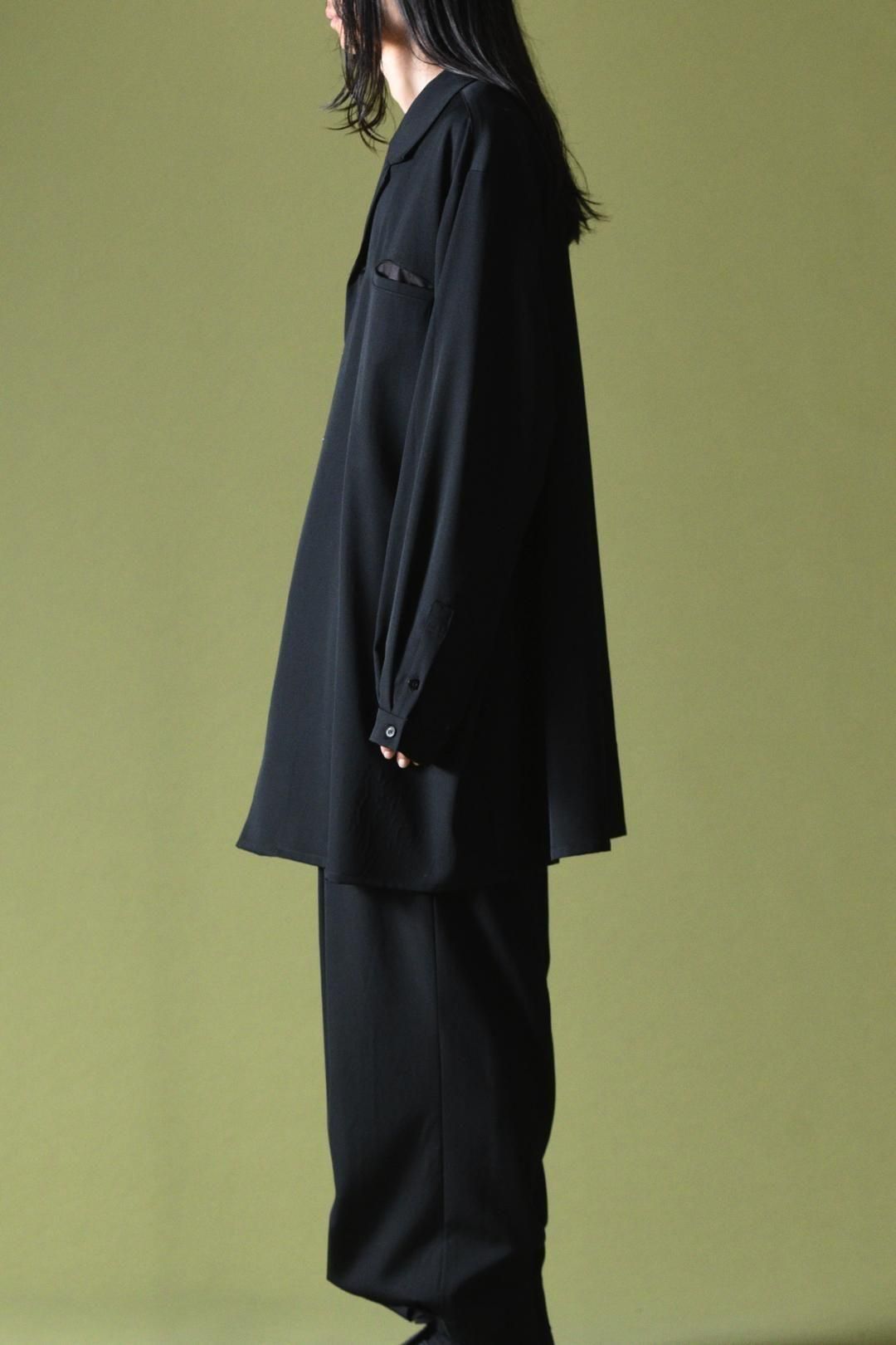 Wool Gabardine Drape Oversized 開襟 Shirt
