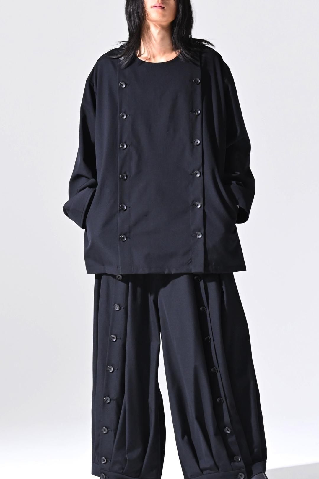 Wool Gabardine Mirrored Button Shirt Jacket