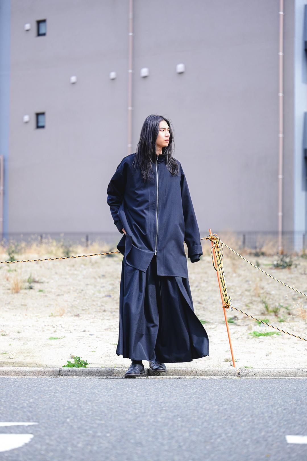 Wool Gabardine Zip Stand Shirt Jacket