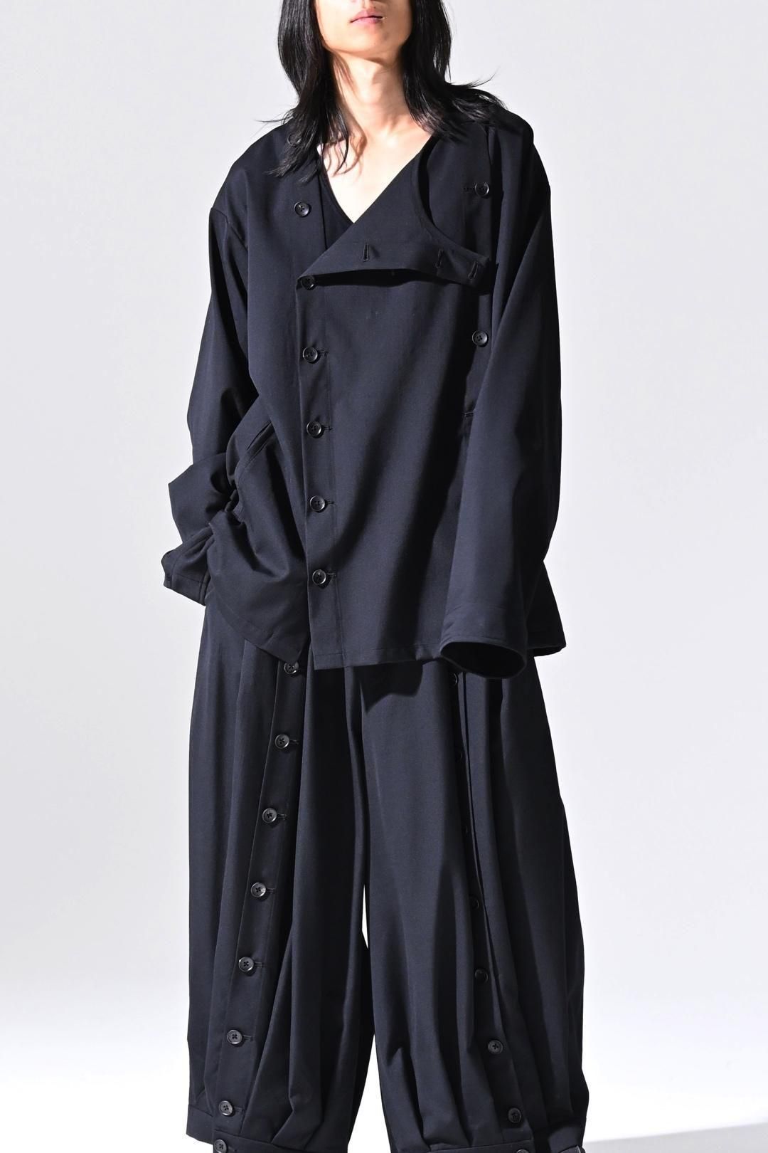 Wool Gabardine Mirrored Button Shirt Jacket