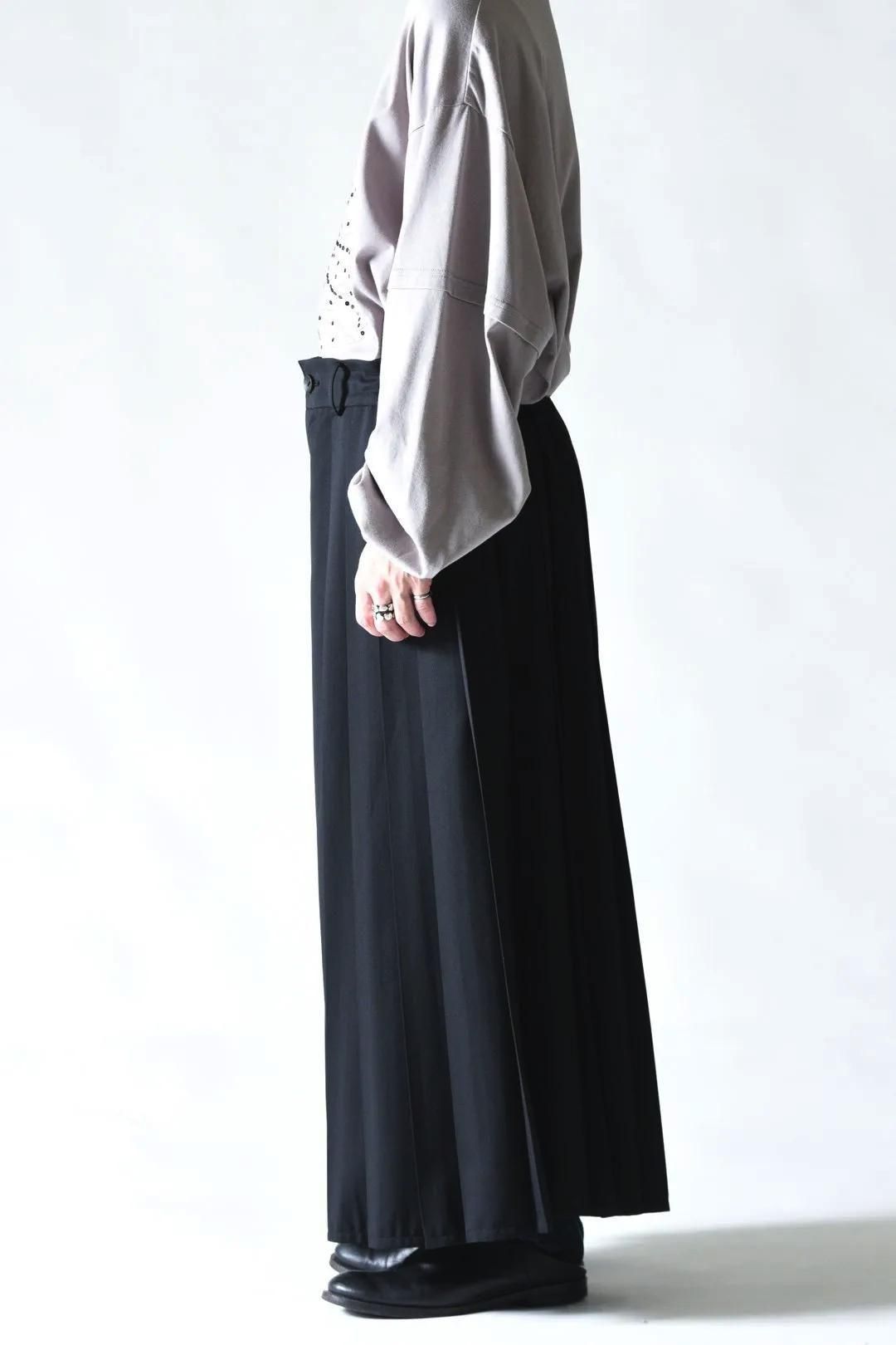Wool Gabardine Wide Pleats Hakama Pants