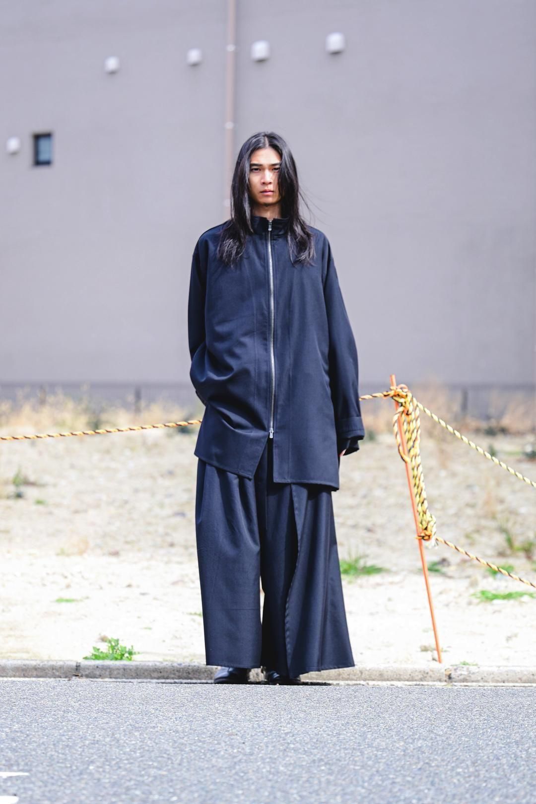 Wool Gabardine Zip Stand Shirt Jacket