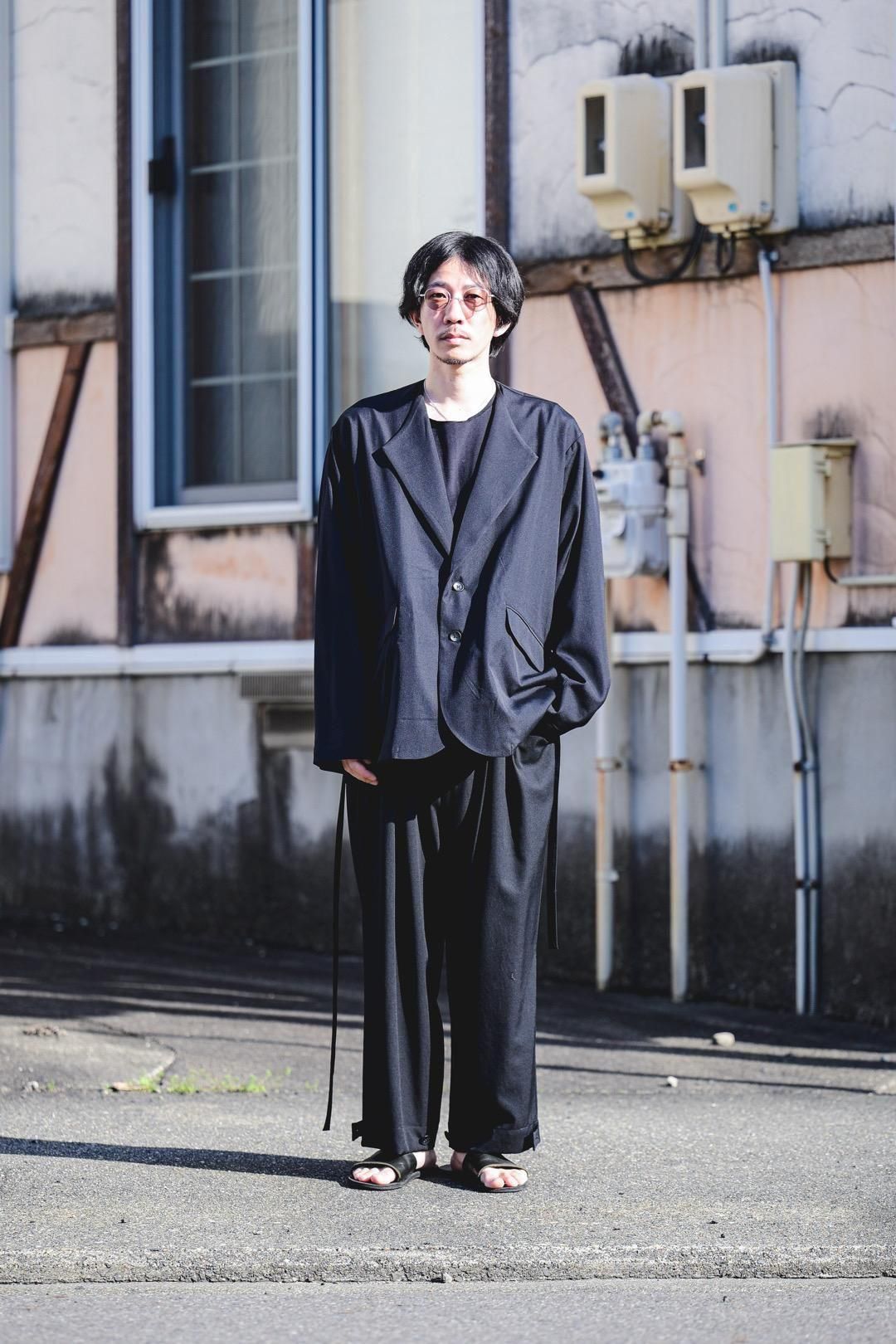 Wool Gabardine Fallen Collar Jacket