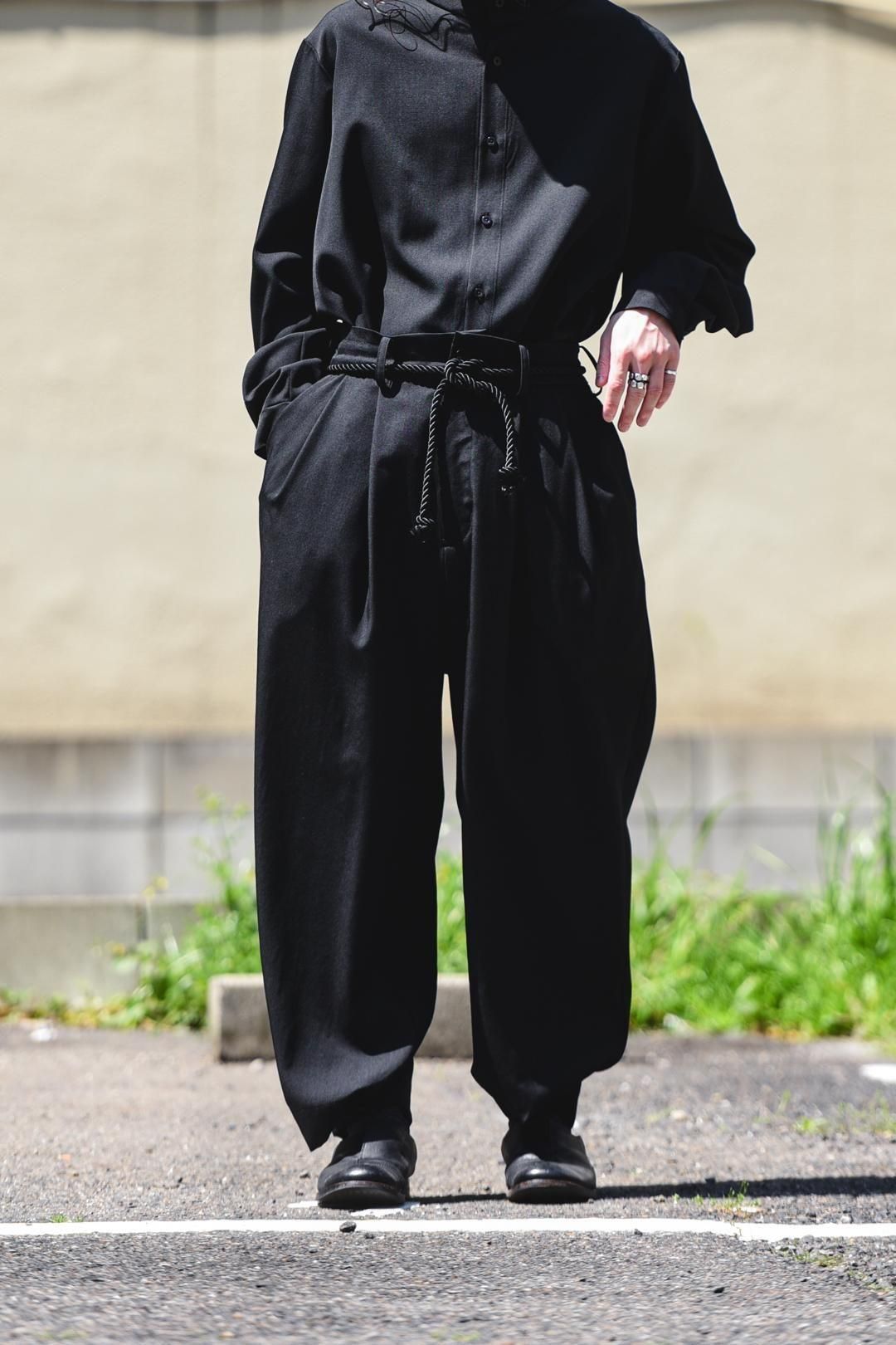 Wool Gabardine 帯締 Wide Slacks