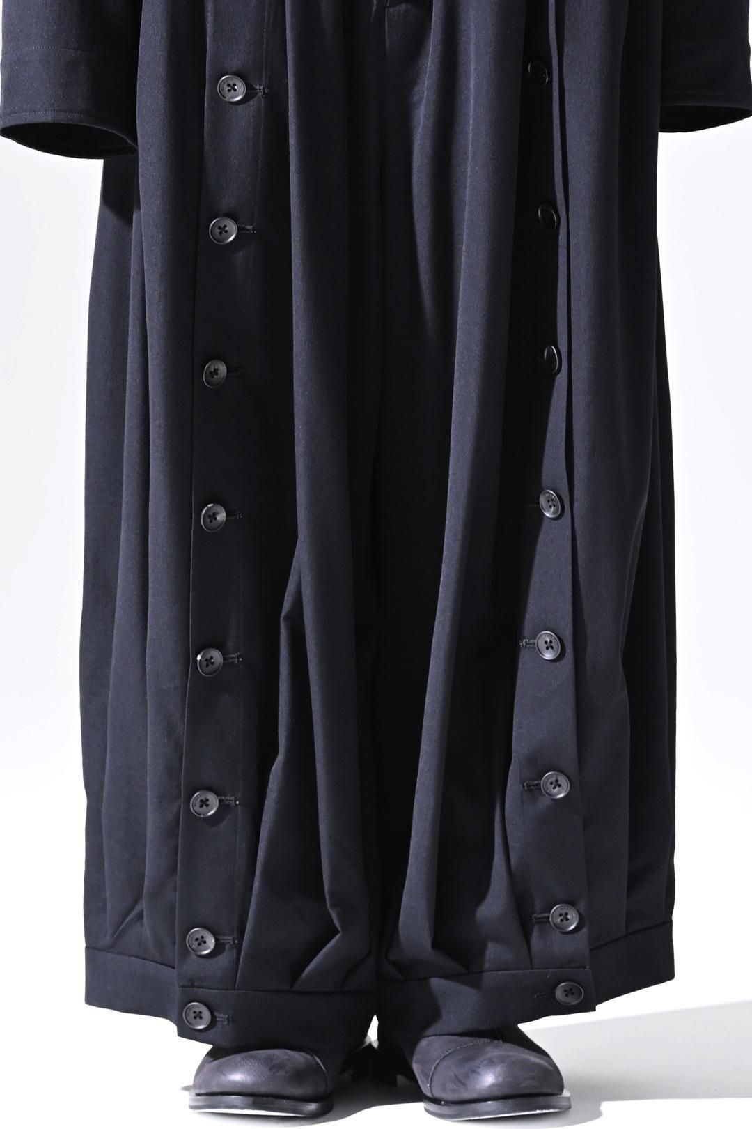 Wool Gabardine Mirrored Button Big Pants