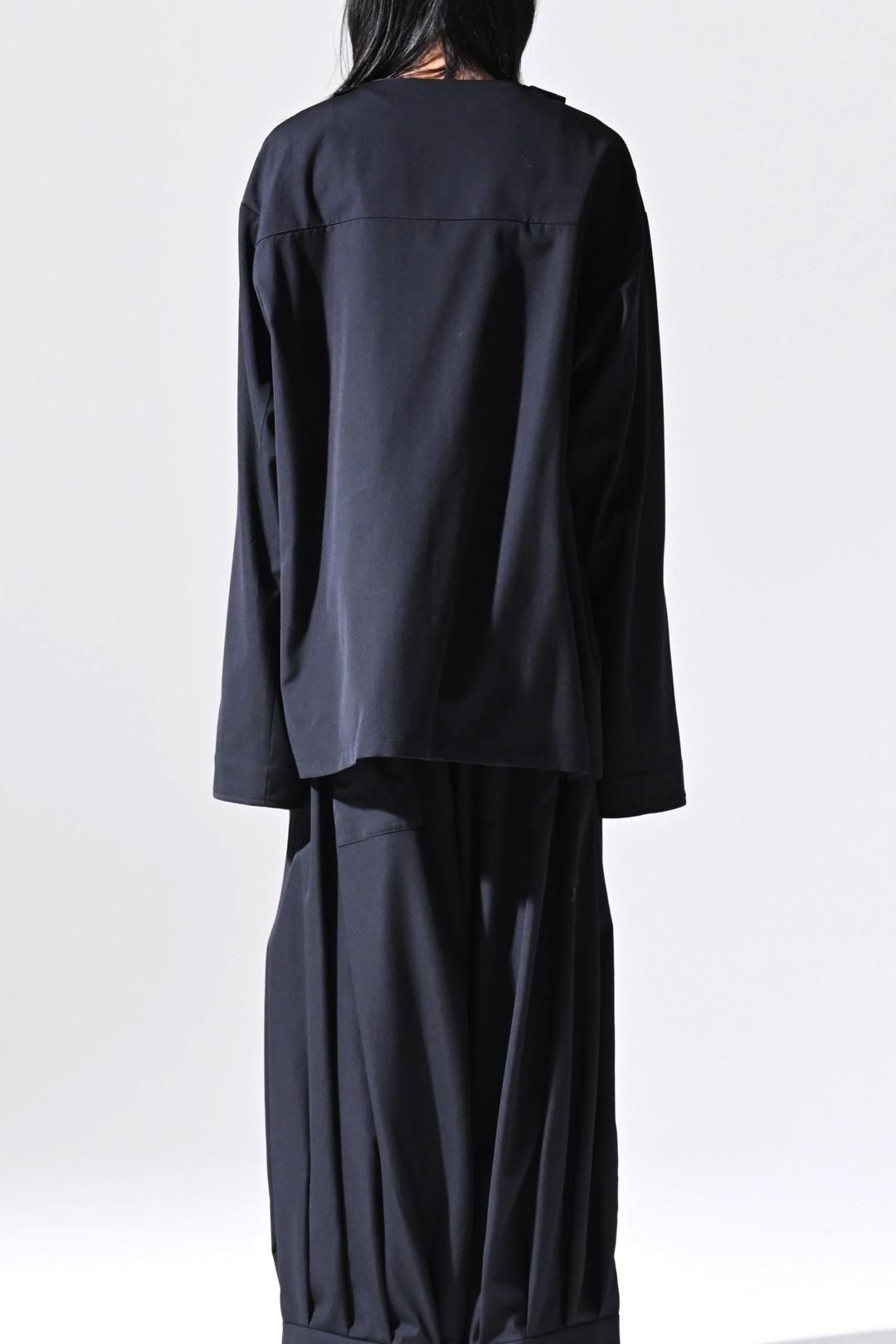 Wool Gabardine Mirrored Button Shirt Jacket