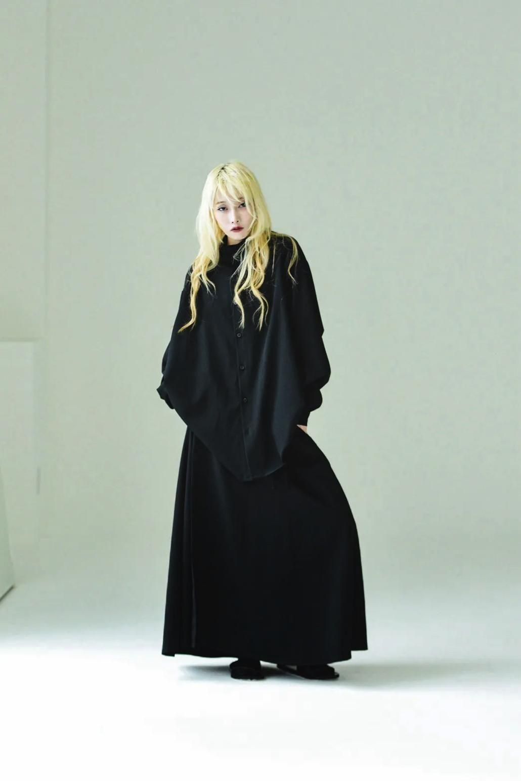 Wool Gabardine Stand Collar Shirt