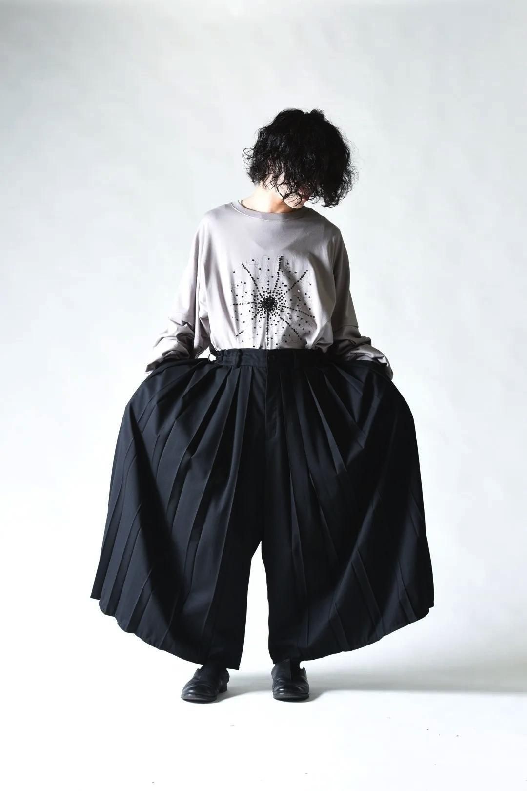 Wool Gabardine Wide Pleats 袴 Pants
