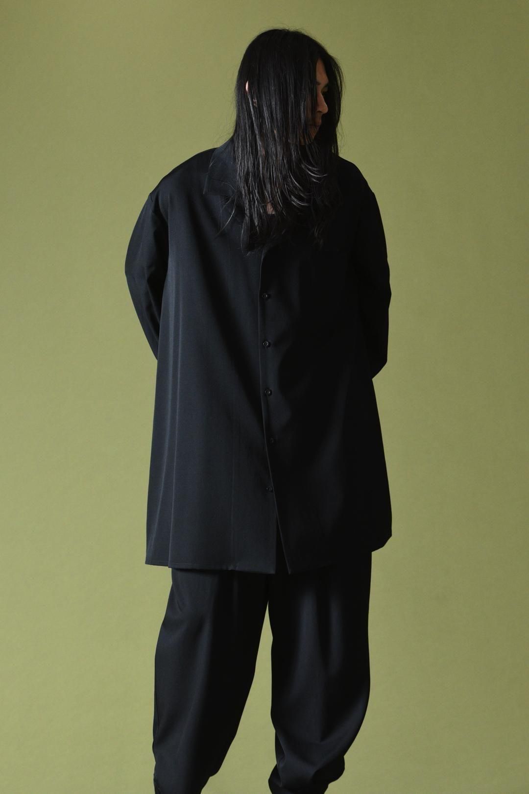 Wool Gabardine Drape Oversized 開襟 Shirt