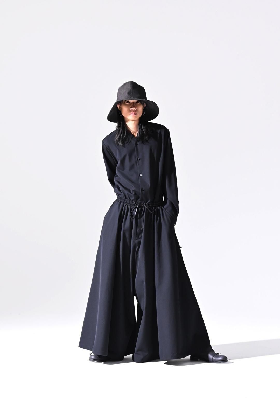 Wool Gabardine 袴 Balloon Pants black