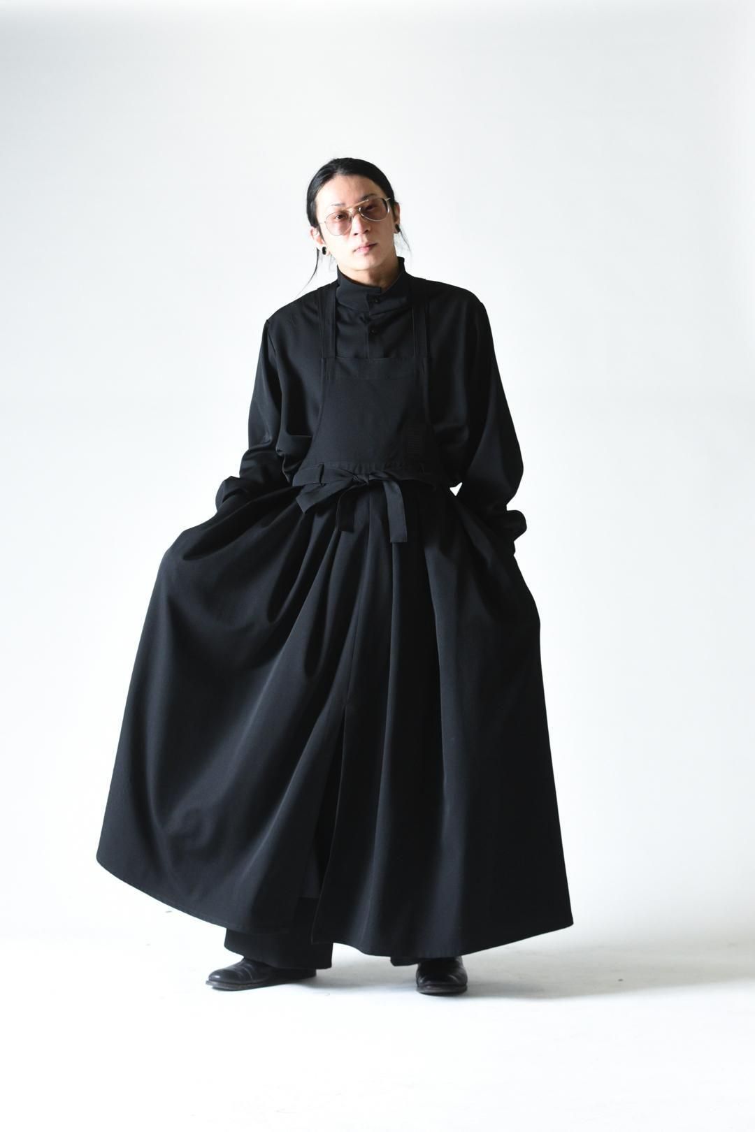 Wool Gabardine Wrap KIMONO Cloth black