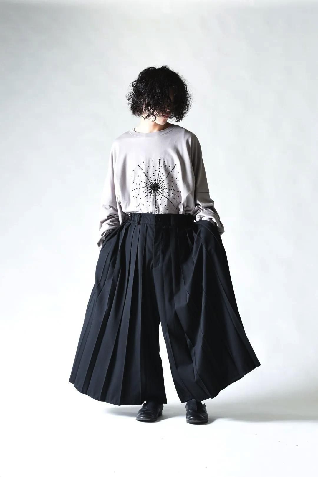Wool Gabardine Wide Pleats 袴 Pants