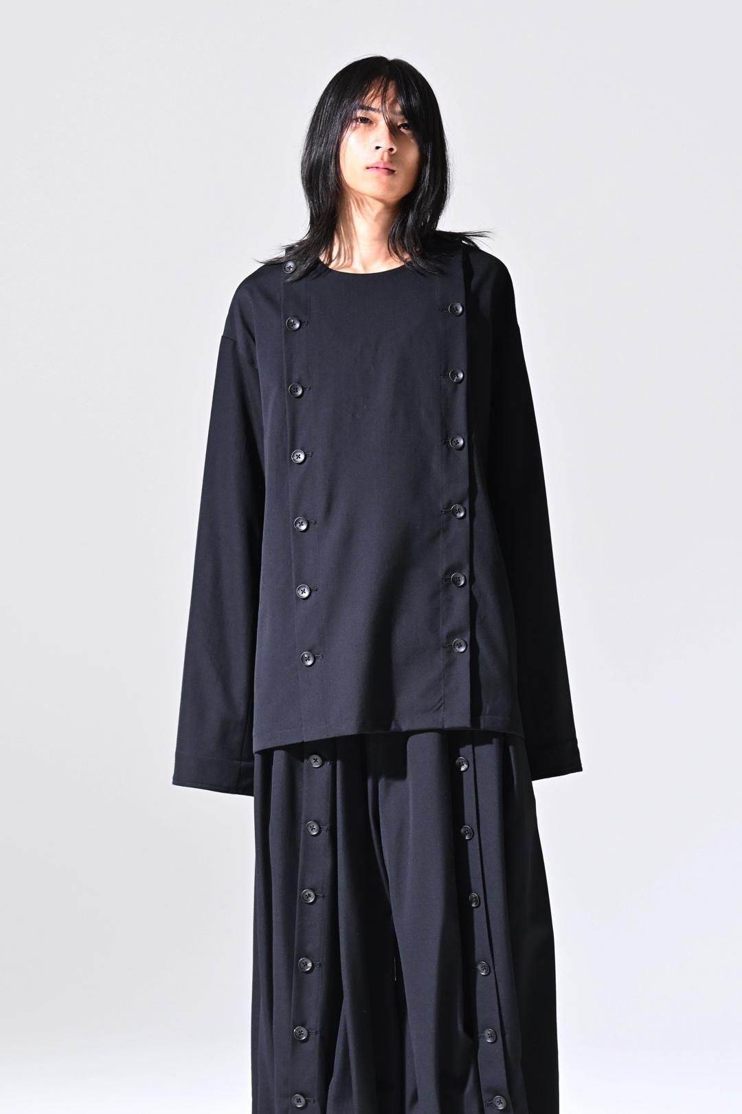 Wool Gabardine Mirrored Button Shirt Jacket