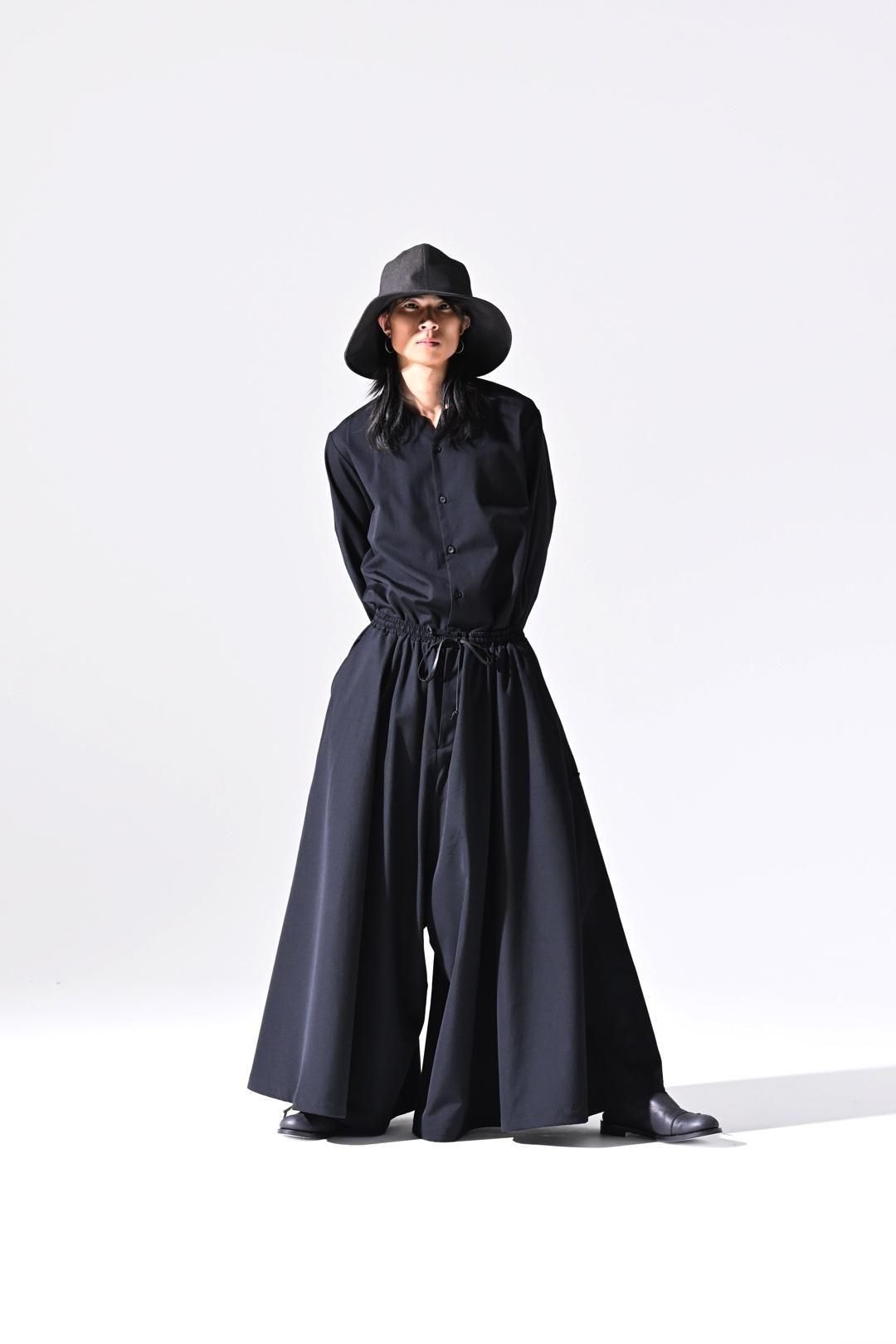 Wool Gabardine 袴 Balloon Pants black