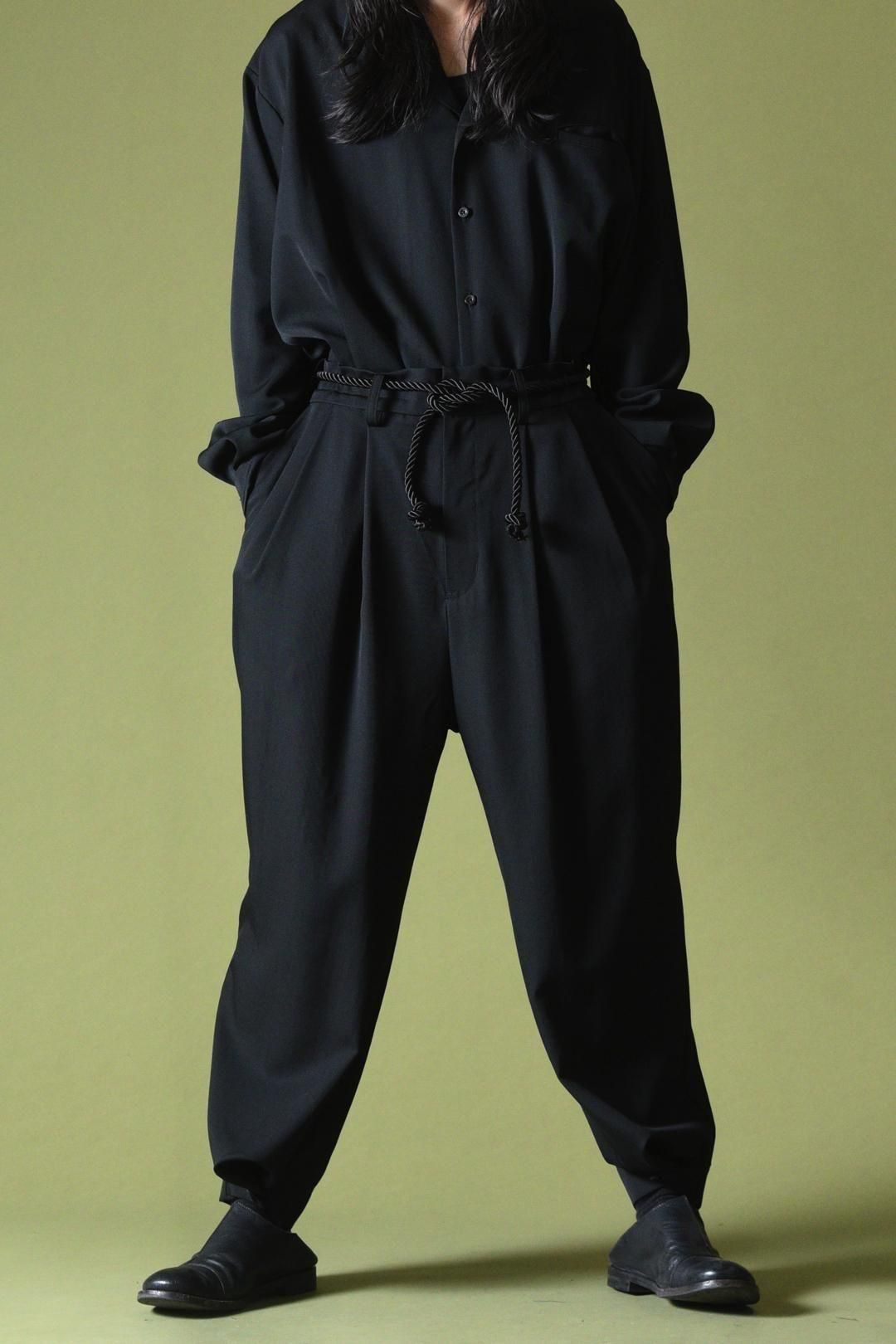 Wool Gabardine 帯締 Wide Slacks