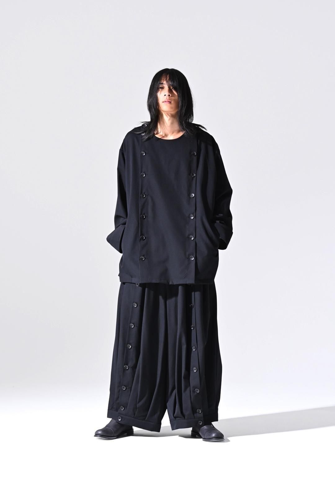 Wool Gabardine Mirrored Button Shirt Jacket