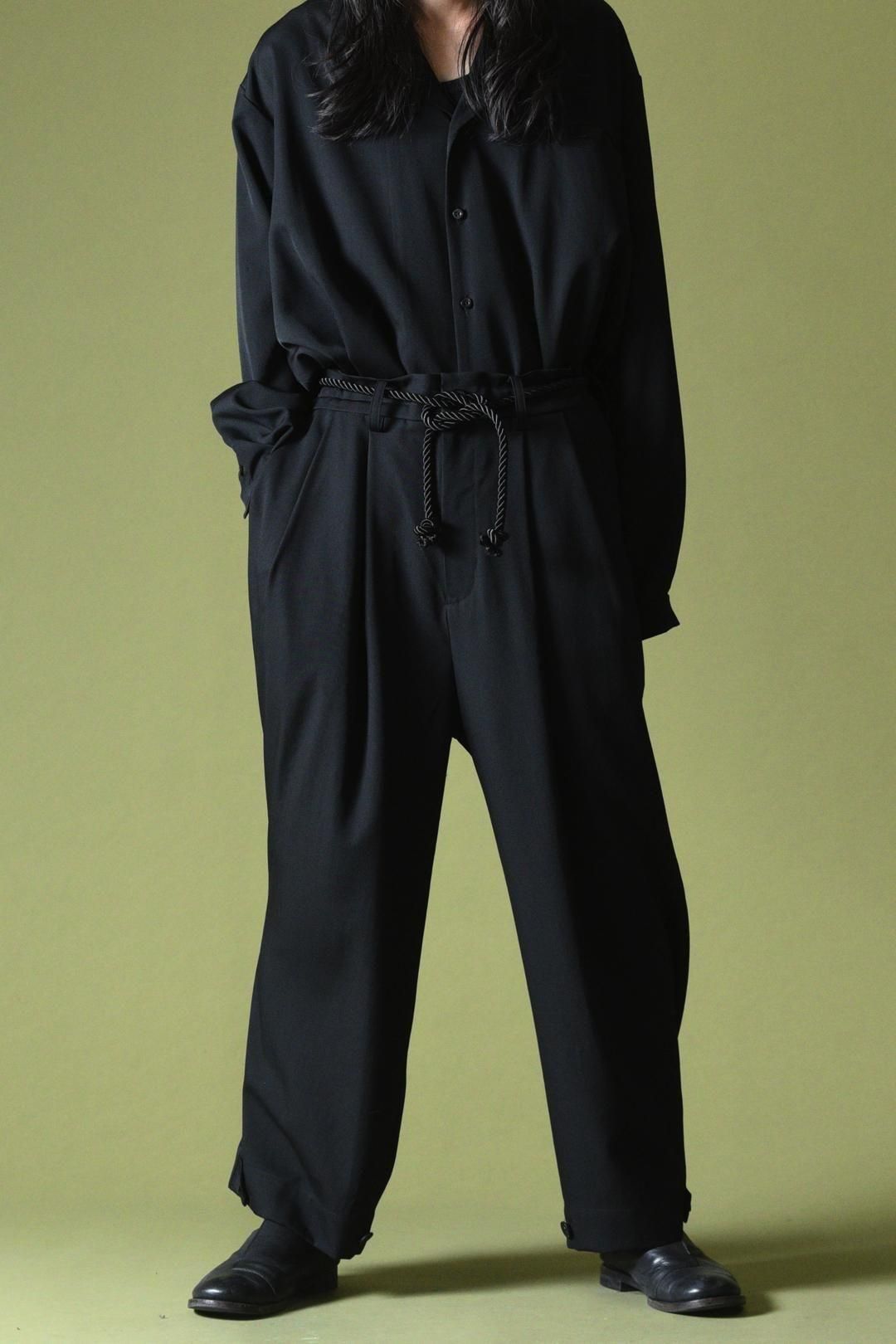 Wool Gabardine 帯締 Wide Slacks