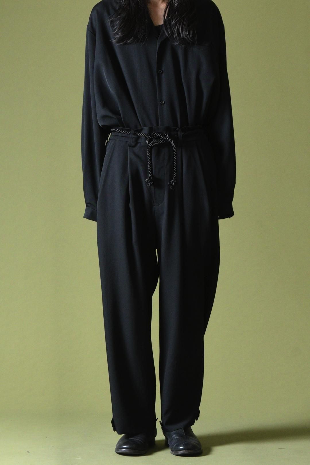 Wool Gabardine 帯締 Wide Slacks