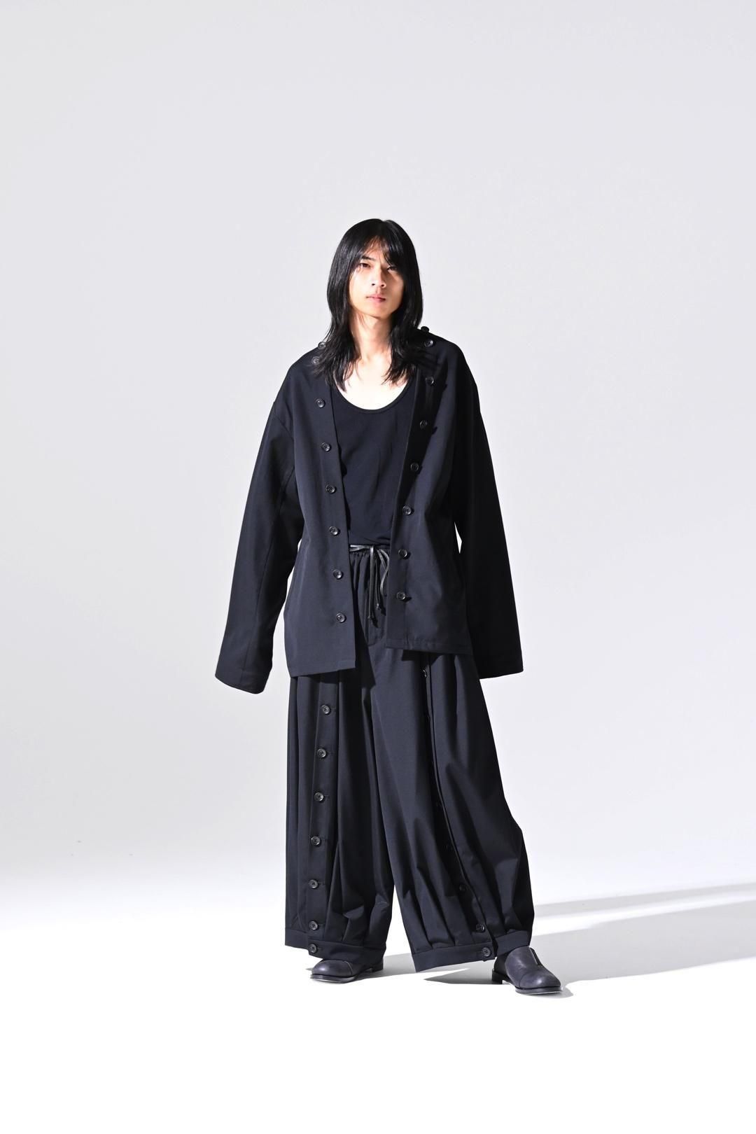 Wool Gabardine Mirrored Button Shirt Jacket