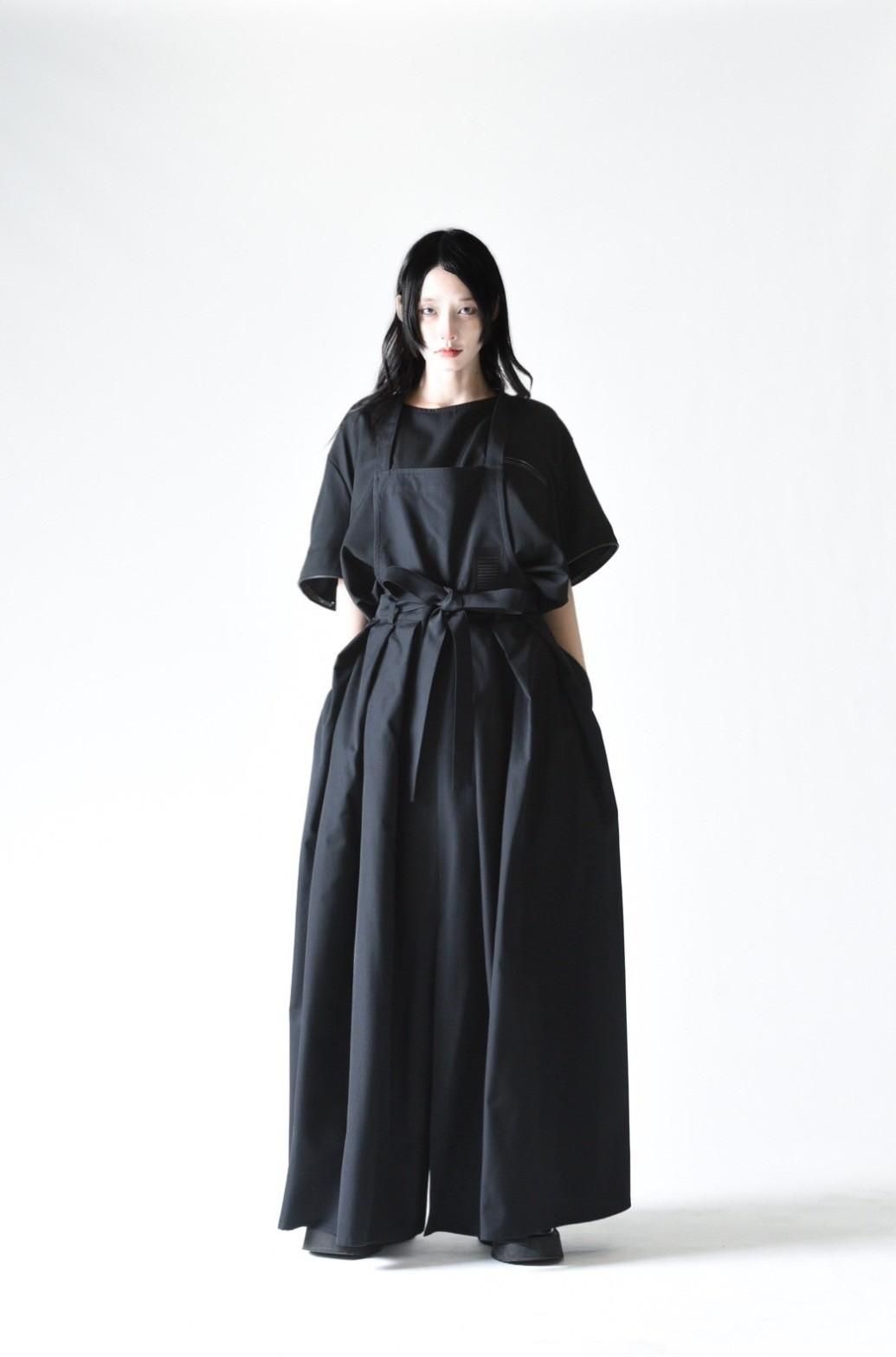 Wool Gabardine Wrap KIMONO Cloth black