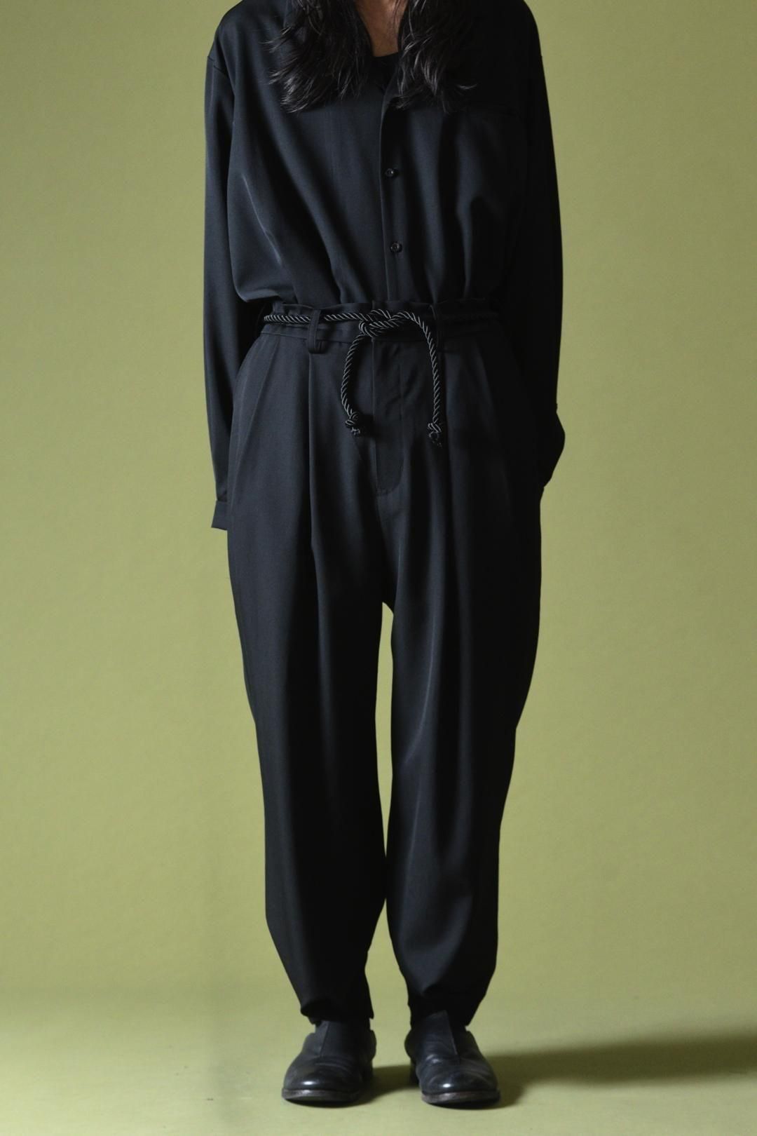 Wool Gabardine 帯締 Wide Slacks