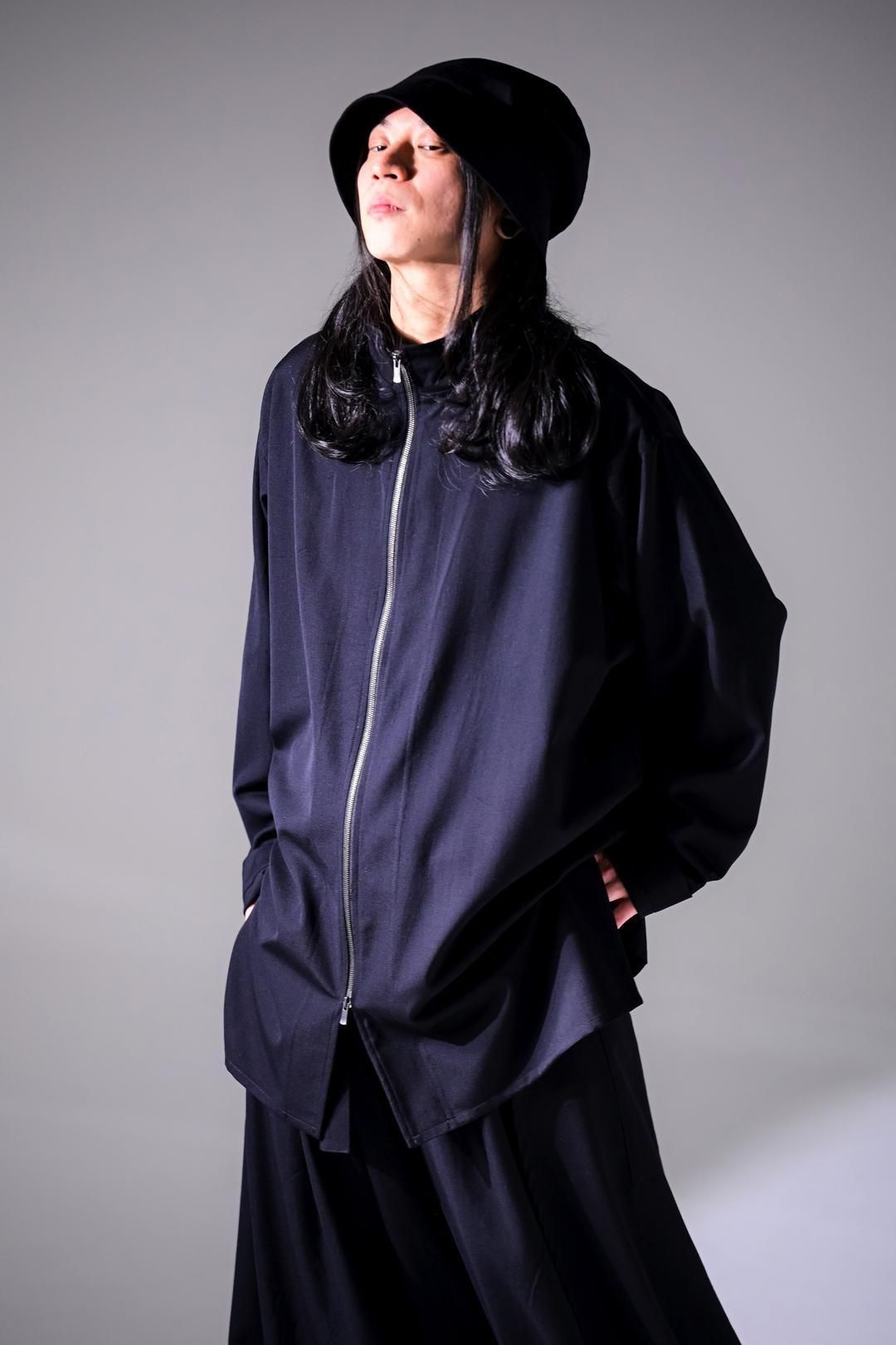 Wool Gabardine Zip Stand Shirt Jacket