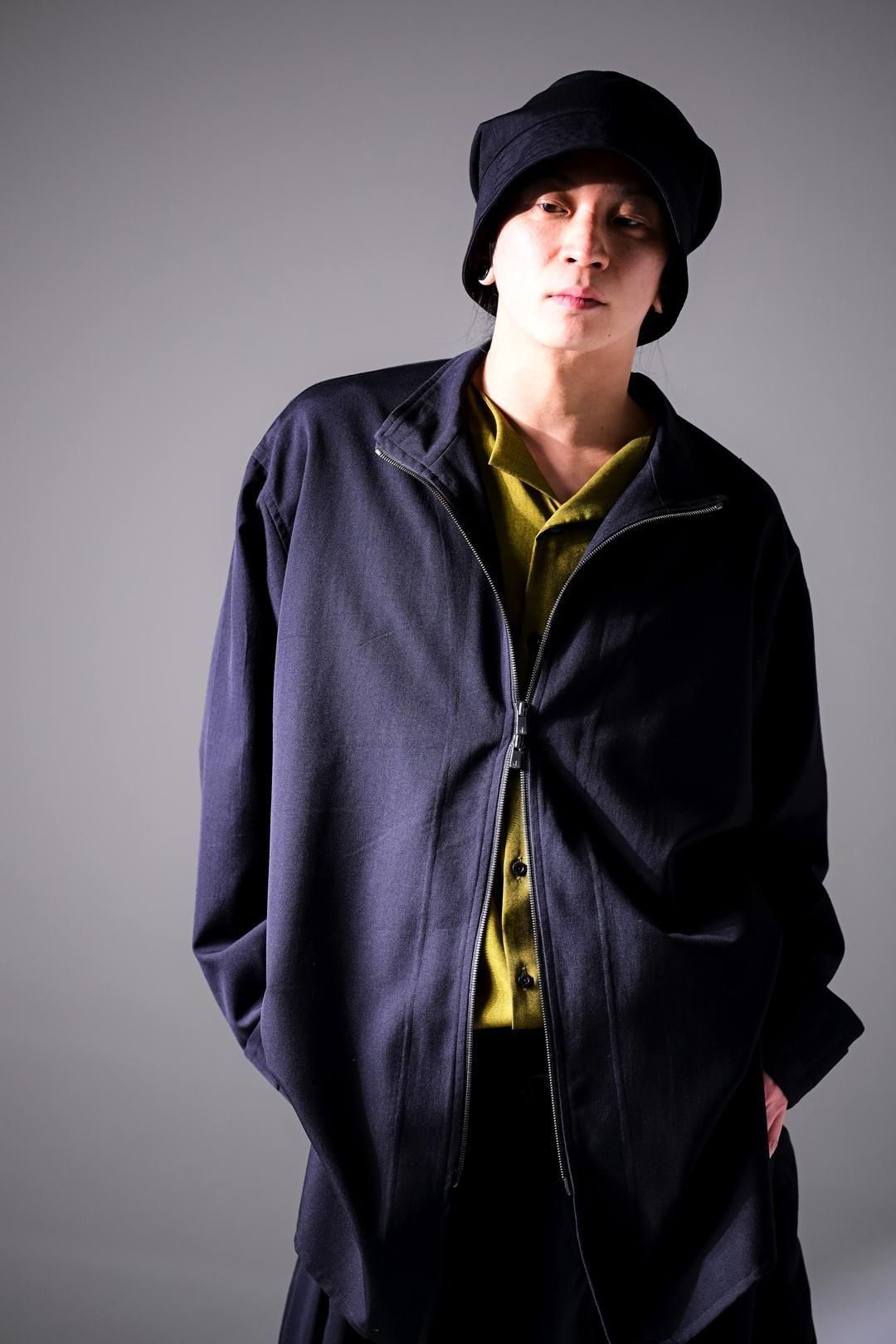 Wool Gabardine Zip Stand Shirt Jacket