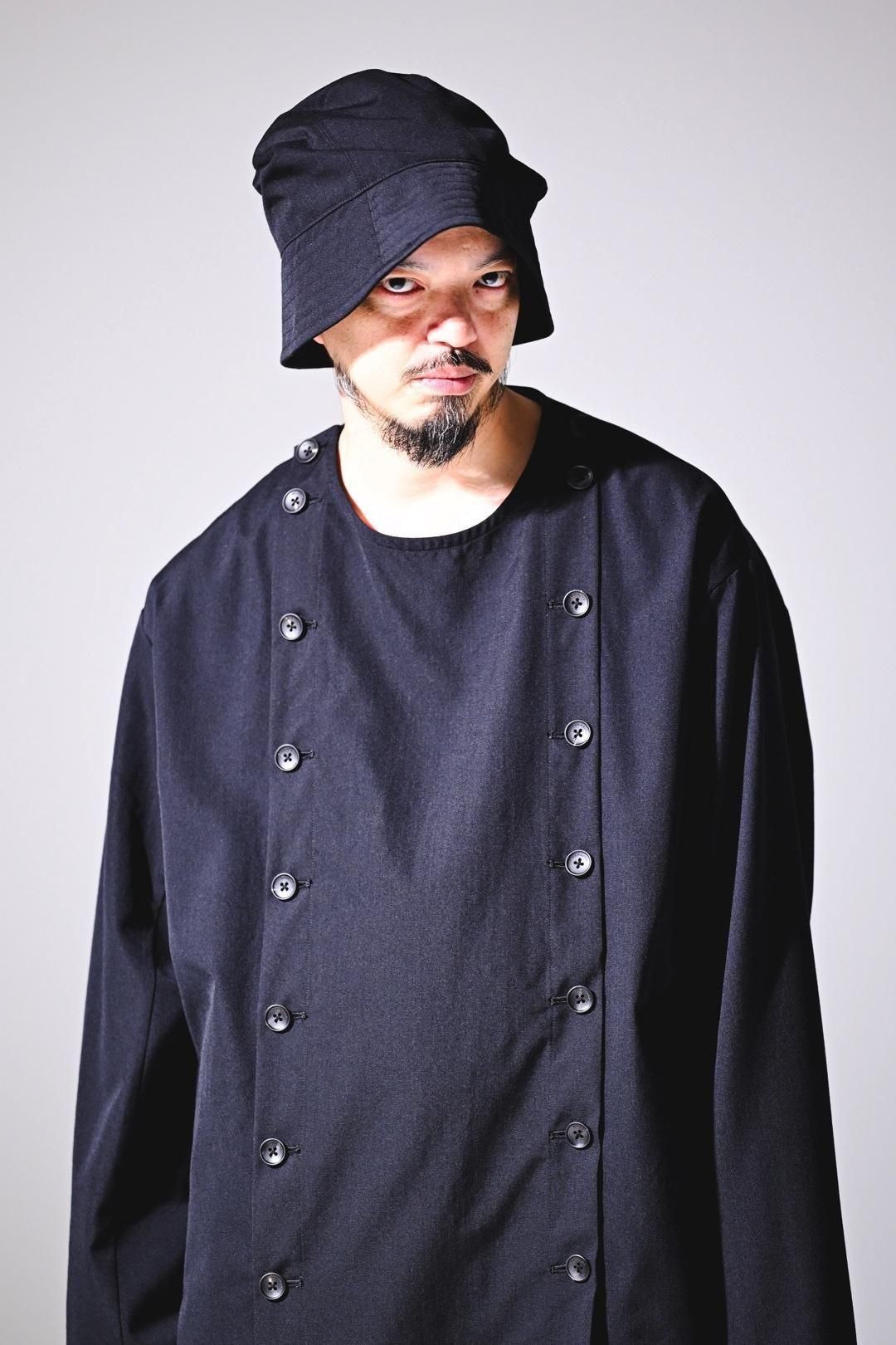 Wool Gabardine Mirrored Button Shirt Jacket