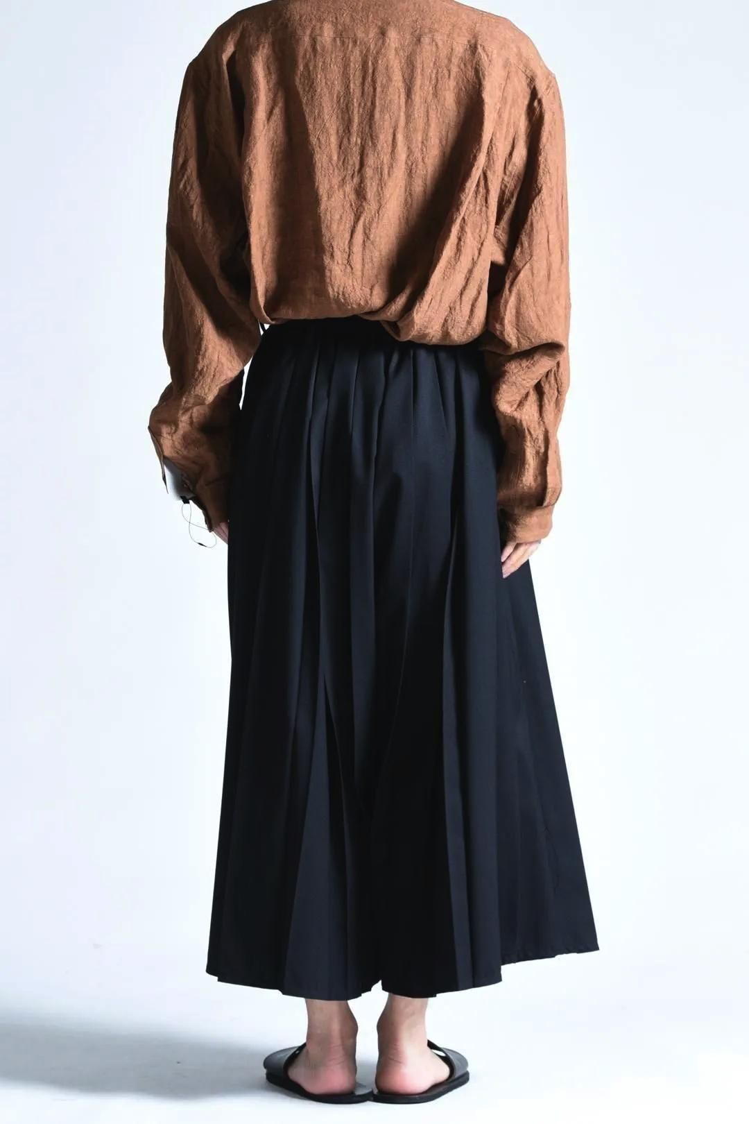 Wool Gabardine Wide Pleats Hakama Pants